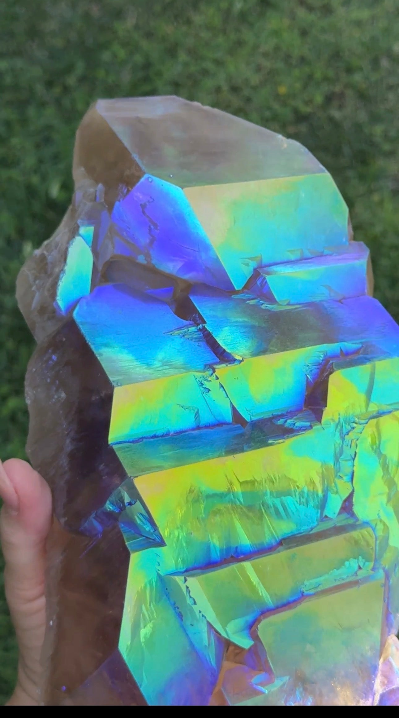 Rainbow Aura Smoky Citrine "Dragon Scales"