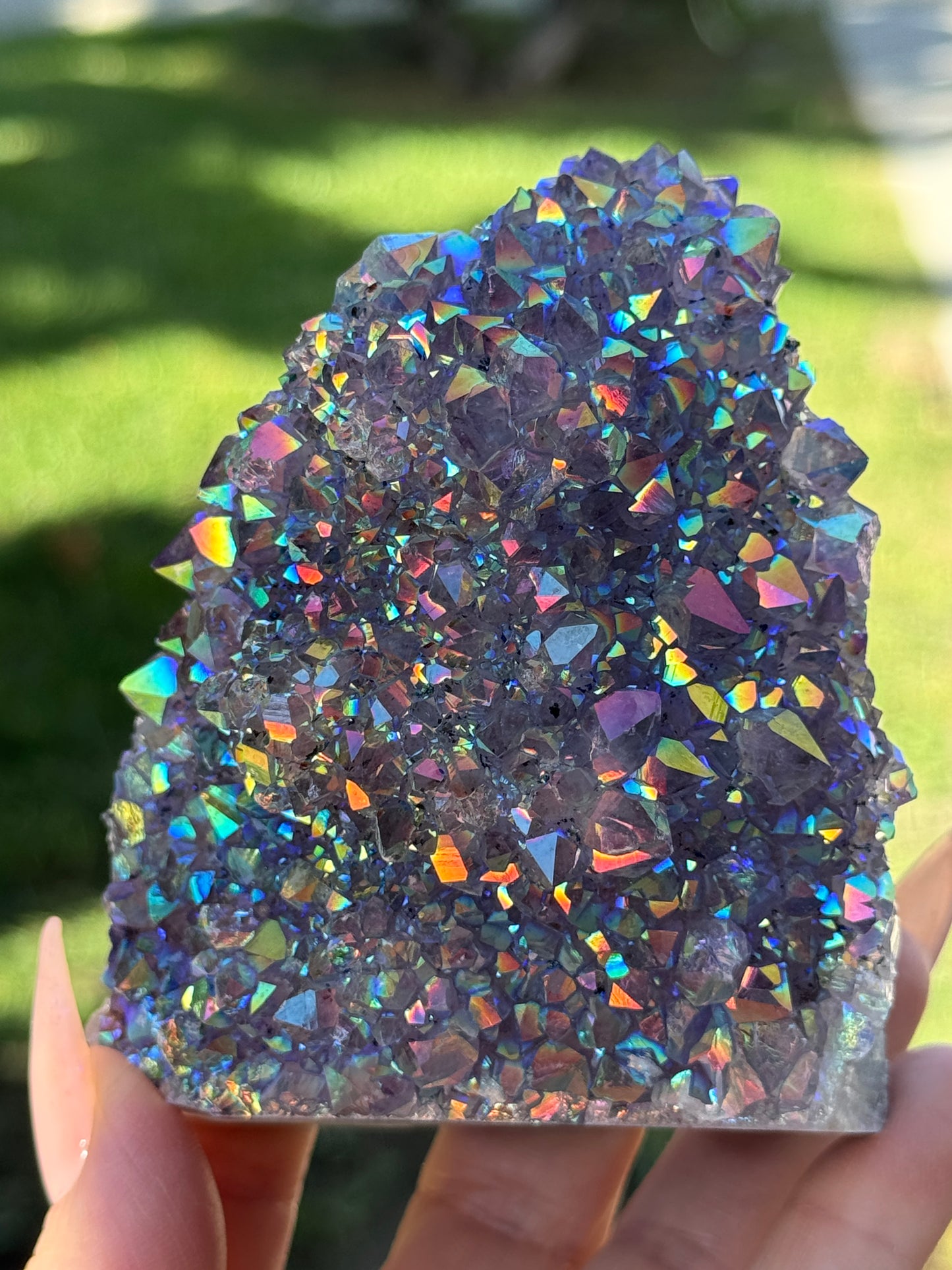 Rainbow Aura Amethyst Geode