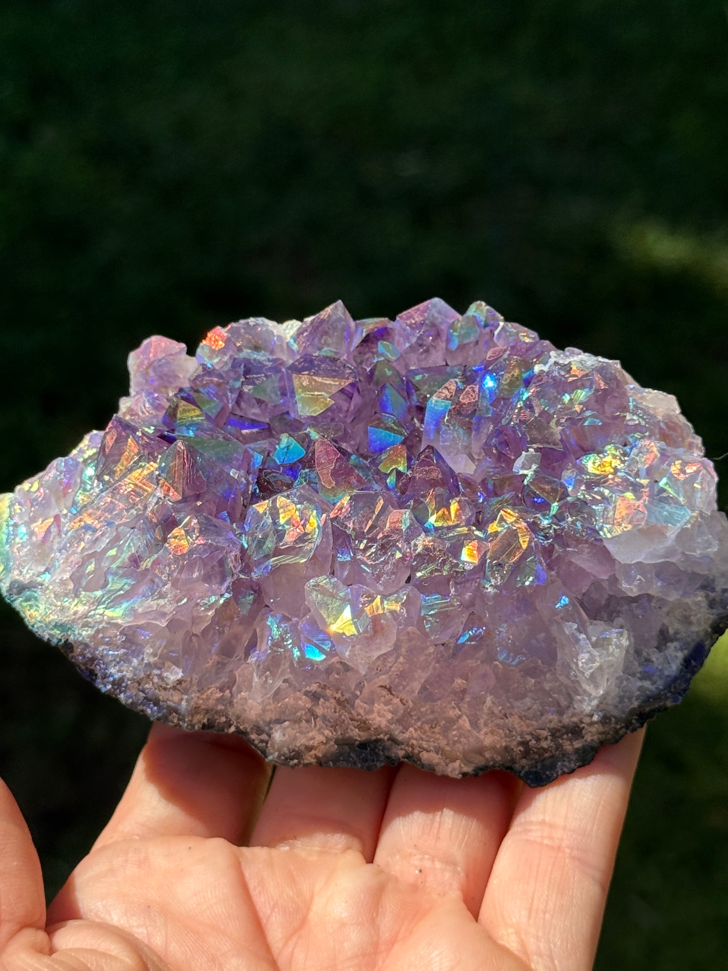Rainbow Aura Amethyst Geode