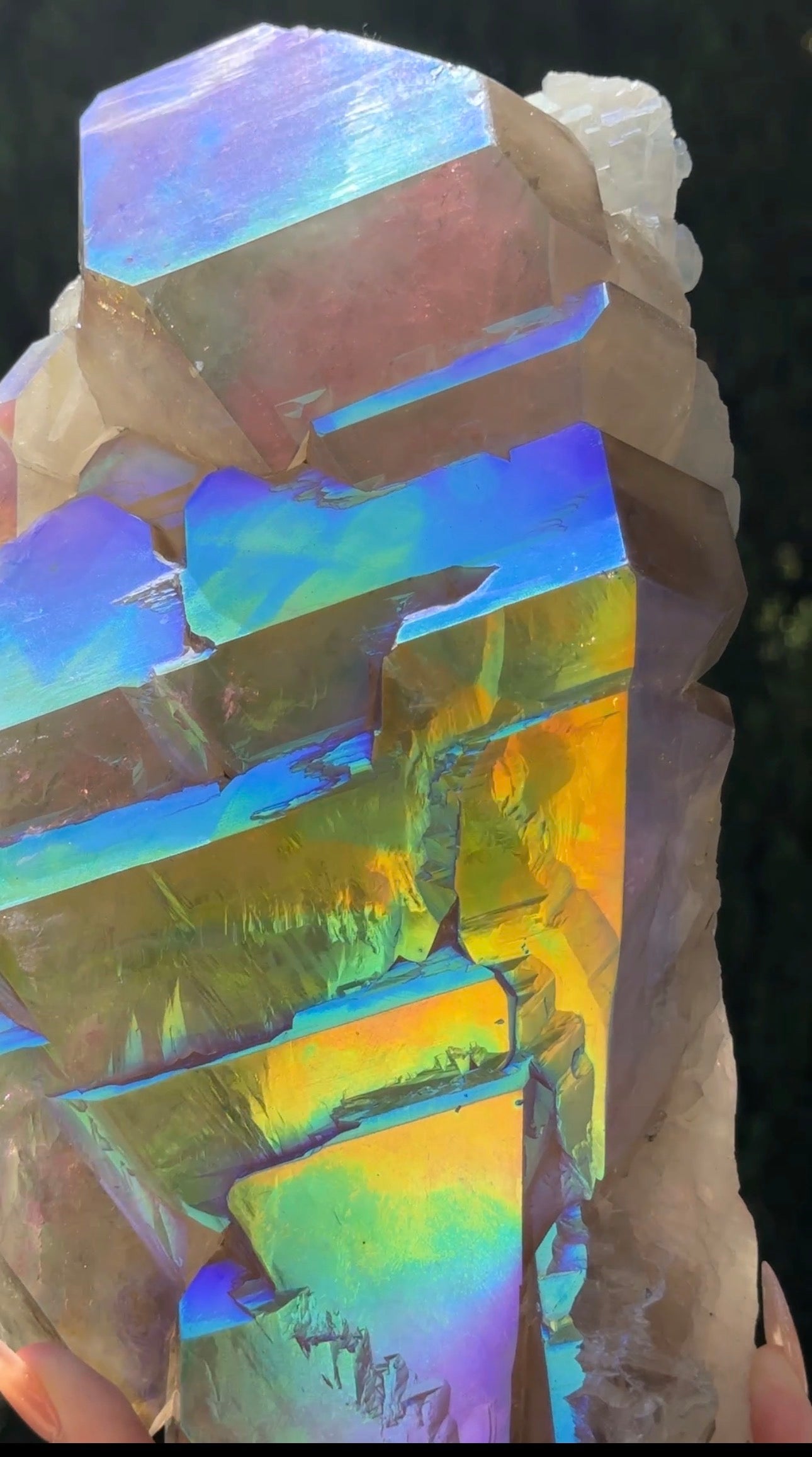 Rainbow Aura Smoky Citrine "Dragon Scales"