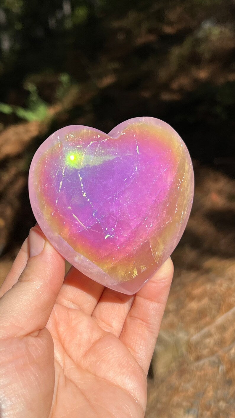 Angel Aura Rose Quartz Heart