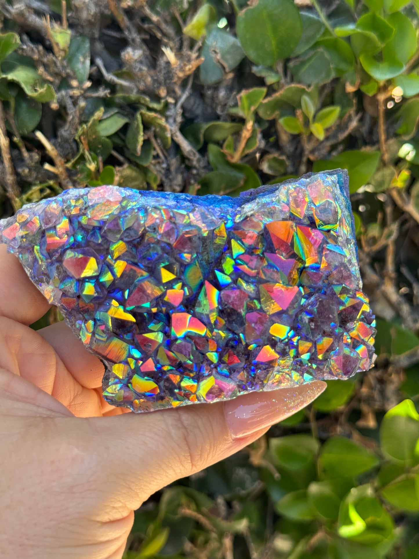 Rainbow Aura Amethyst Geode
