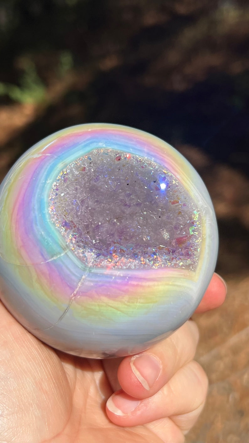 Angel Aura Amethyst Geode Sphere