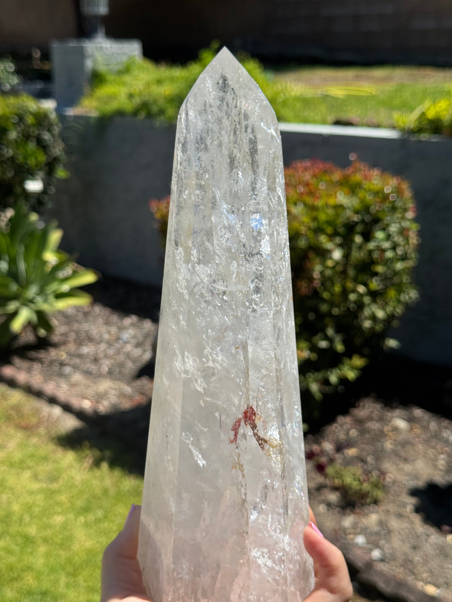 Large Quartz Tower with Rainbow Prisms