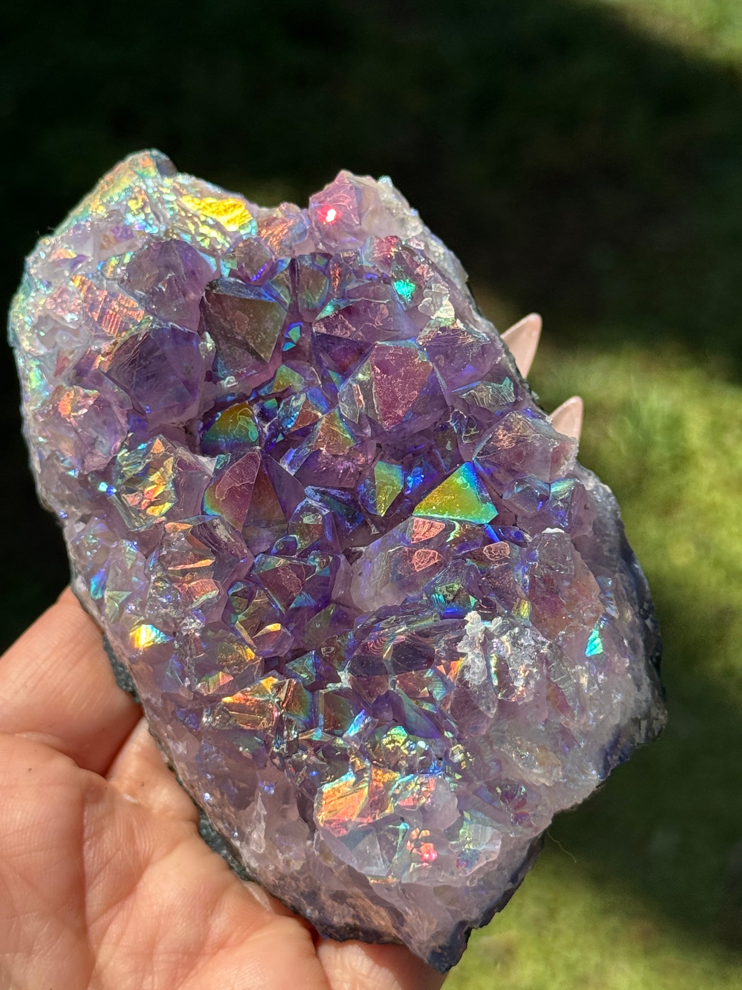 Rainbow Aura Amethyst Geode