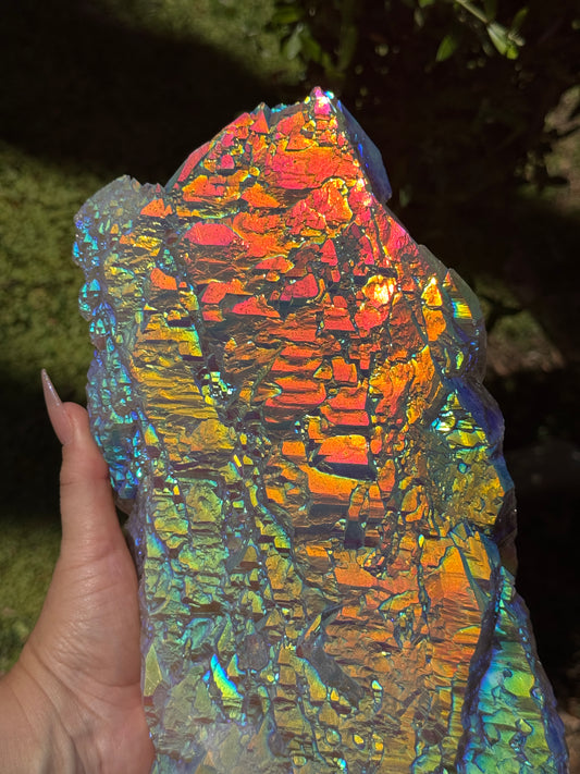 Rainbow Aura Smoky Citrine "Dragon Scales"