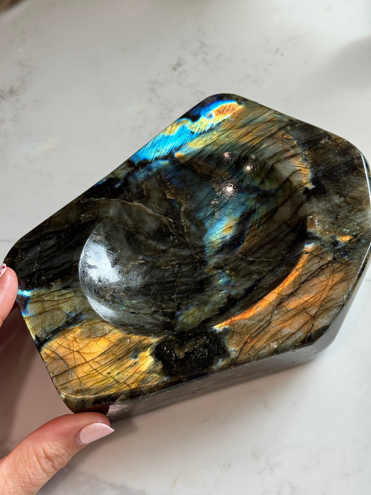 Colorful Labradorite Display Tray Decor