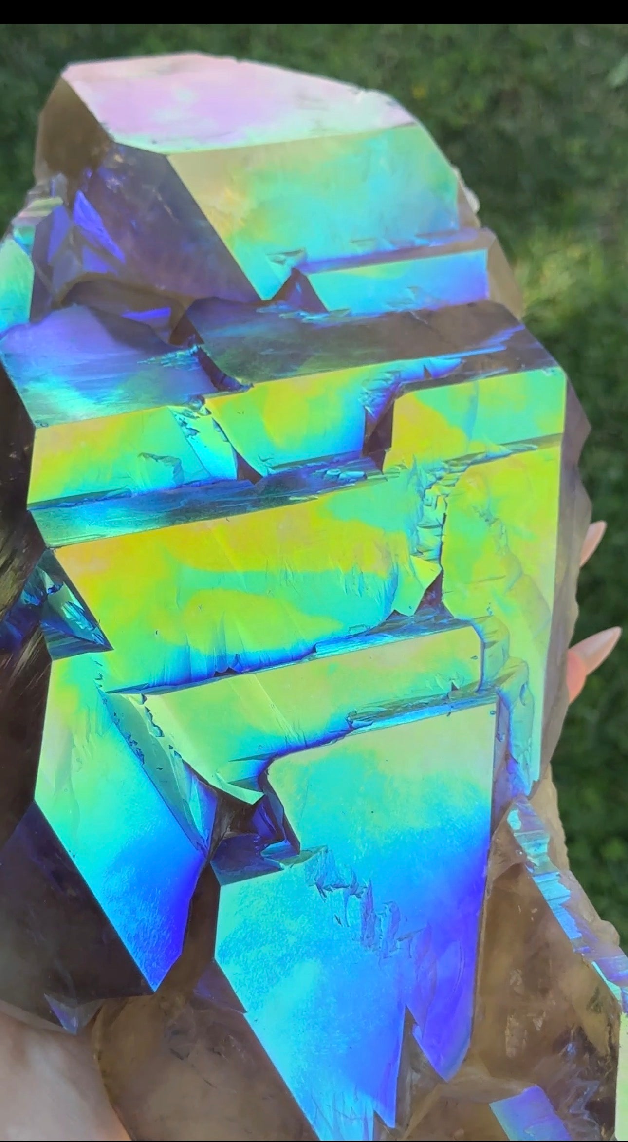 Rainbow Aura Smoky Citrine "Dragon Scales"
