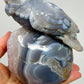 Amethyst Geode and Agate Owl Carving