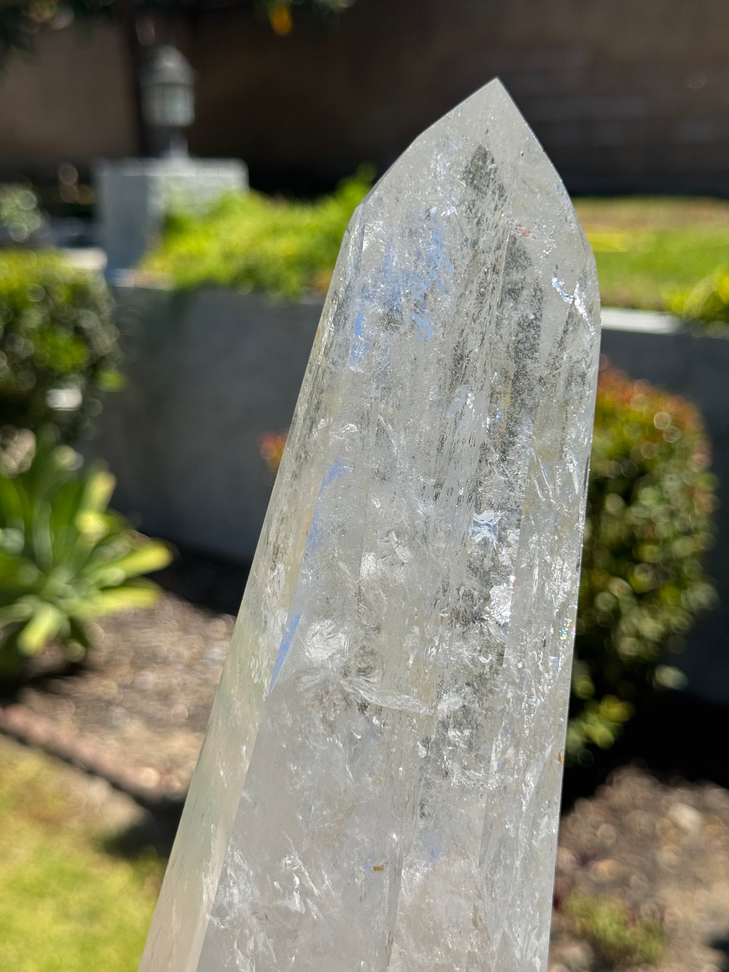 Large Quartz Tower with Rainbow Prisms