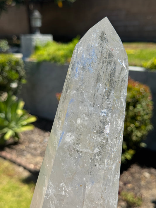Large Quartz Tower with Rainbow Prisms