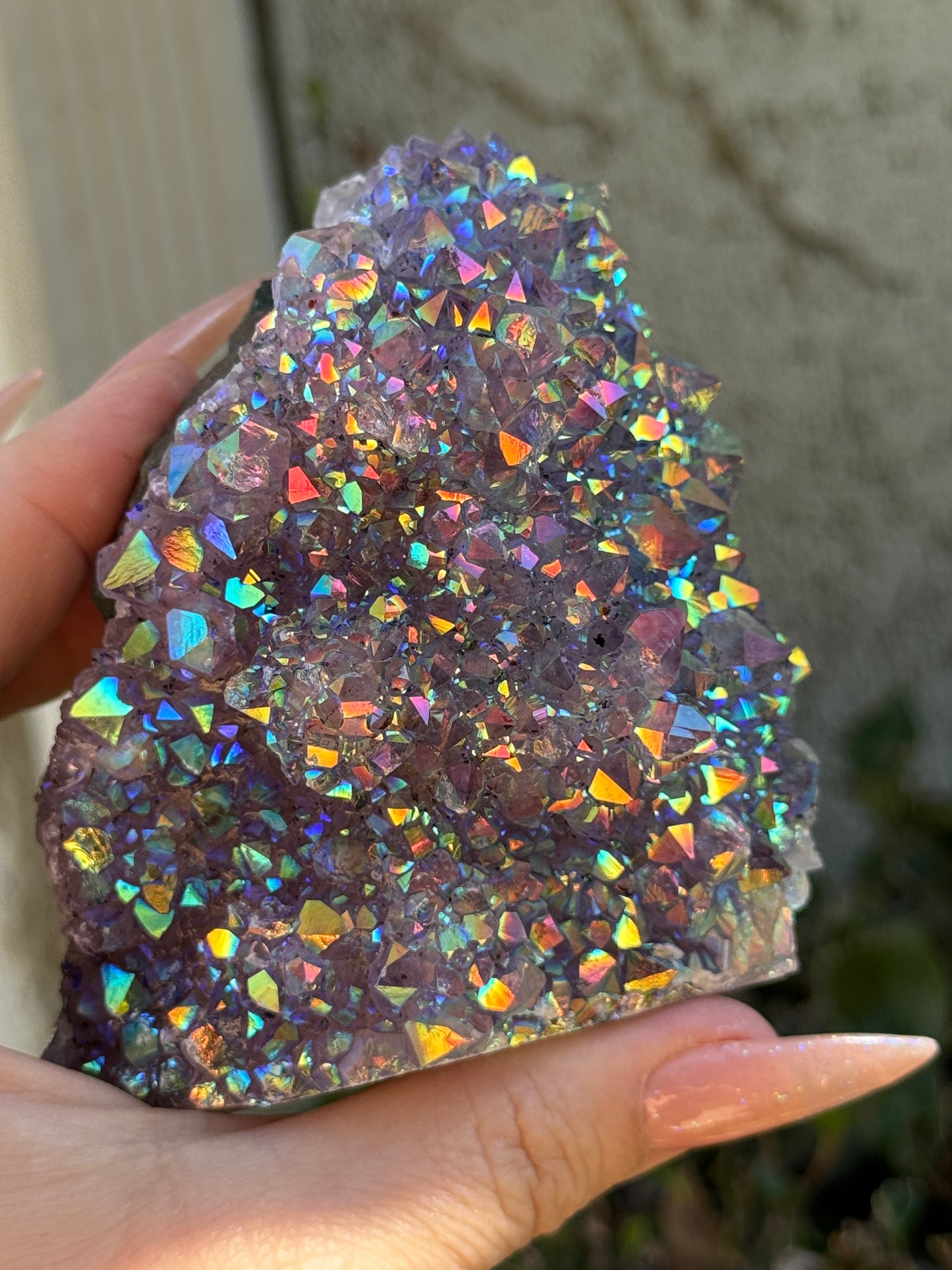 Rainbow Aura Amethyst Geode