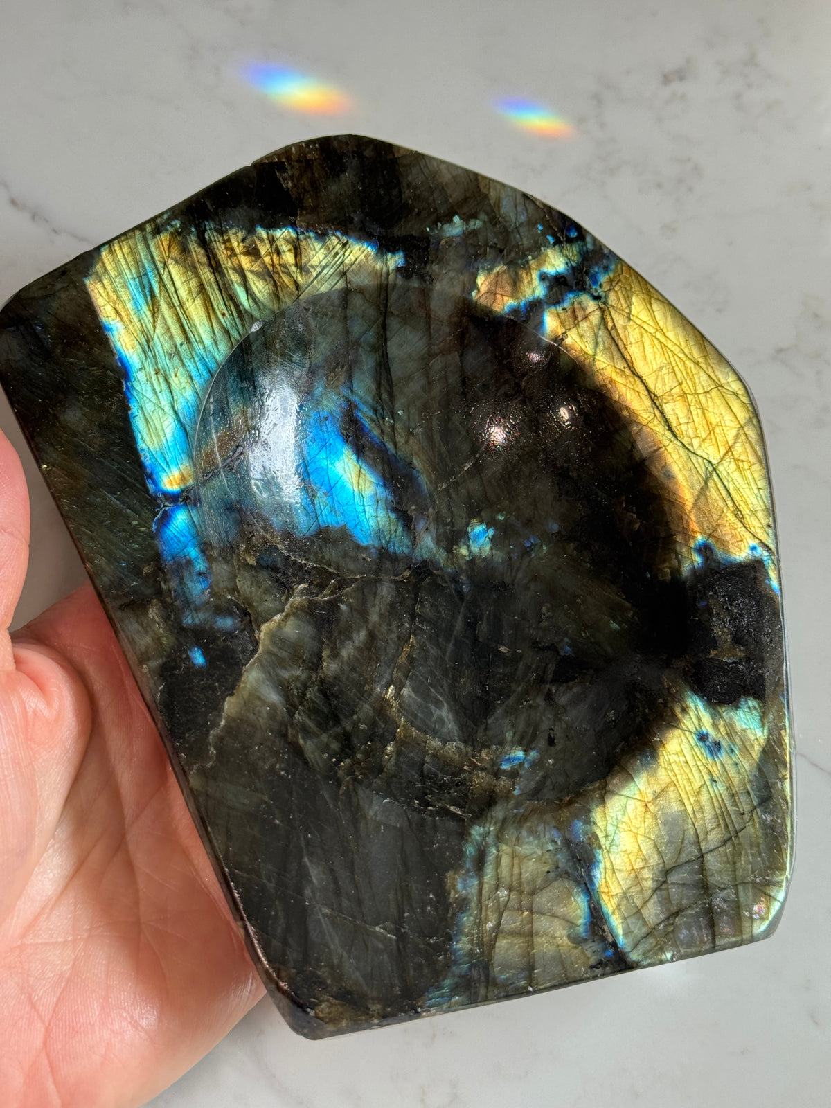 Colorful Labradorite Display Tray Decor