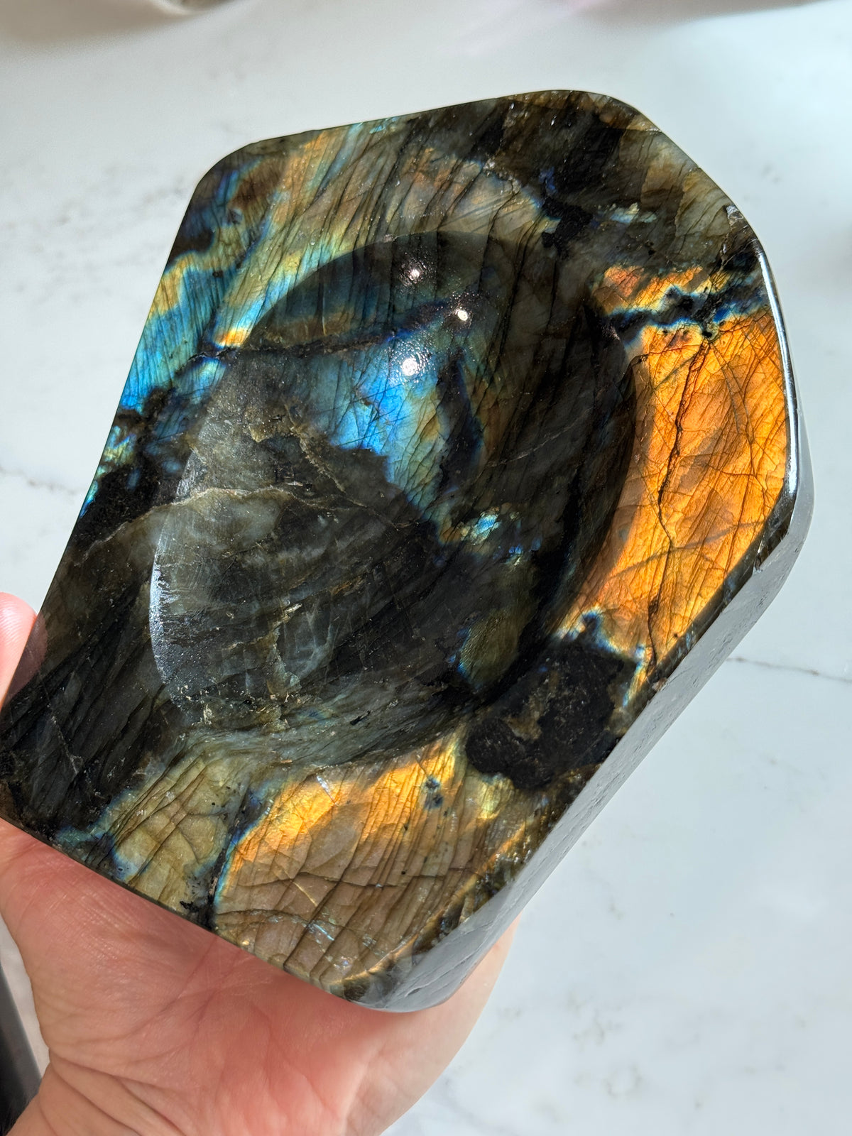 Colorful Labradorite Display Tray Decor