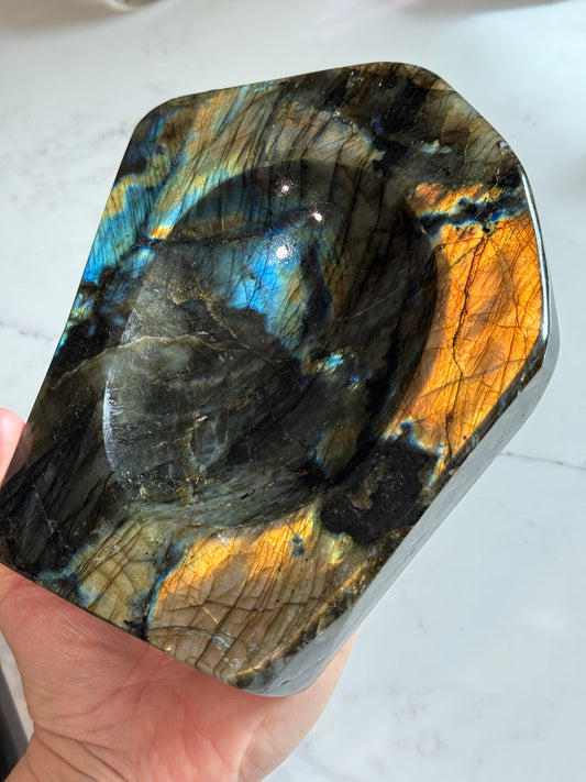 Colorful Labradorite Display Tray Decor