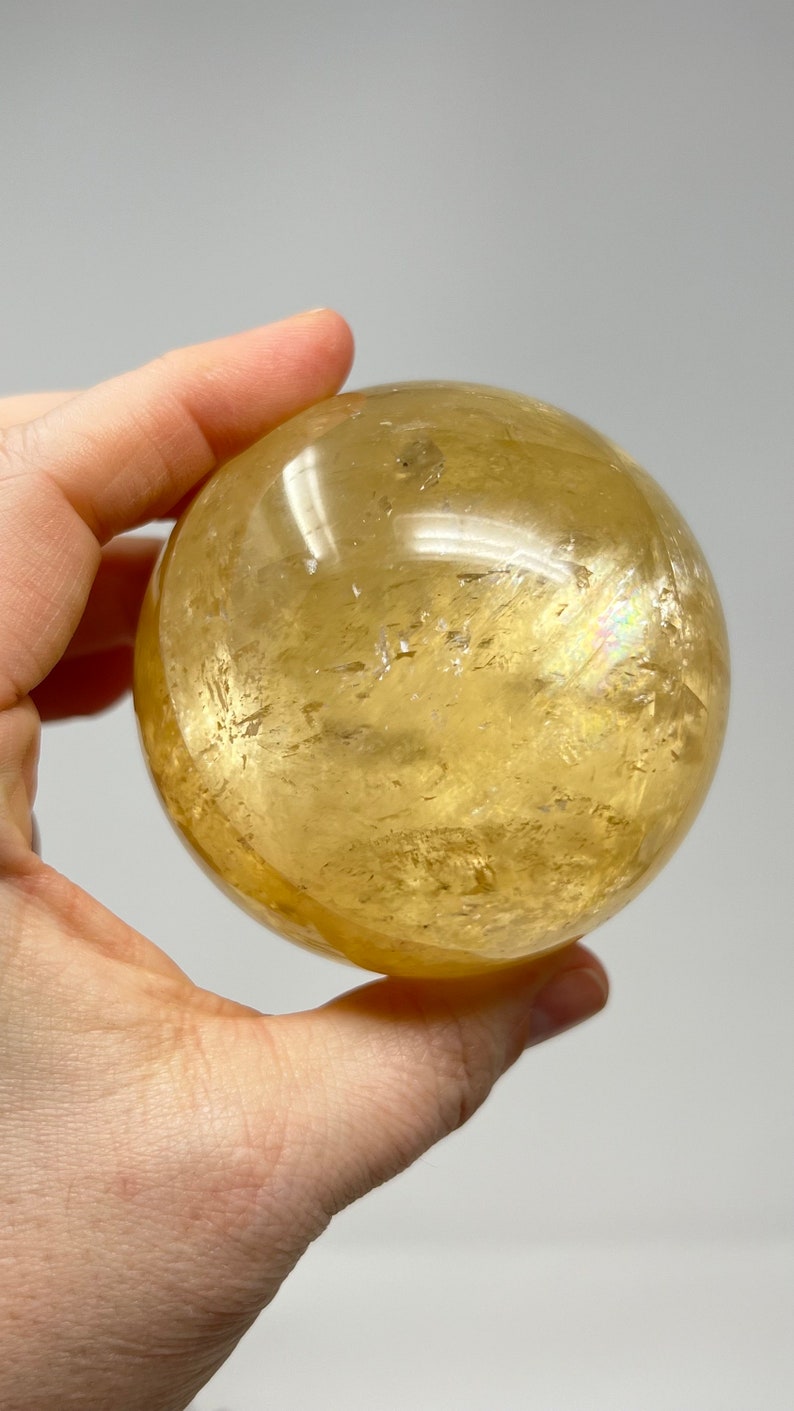 Golden Calcite Sphere with Stand, 546g Bolivia