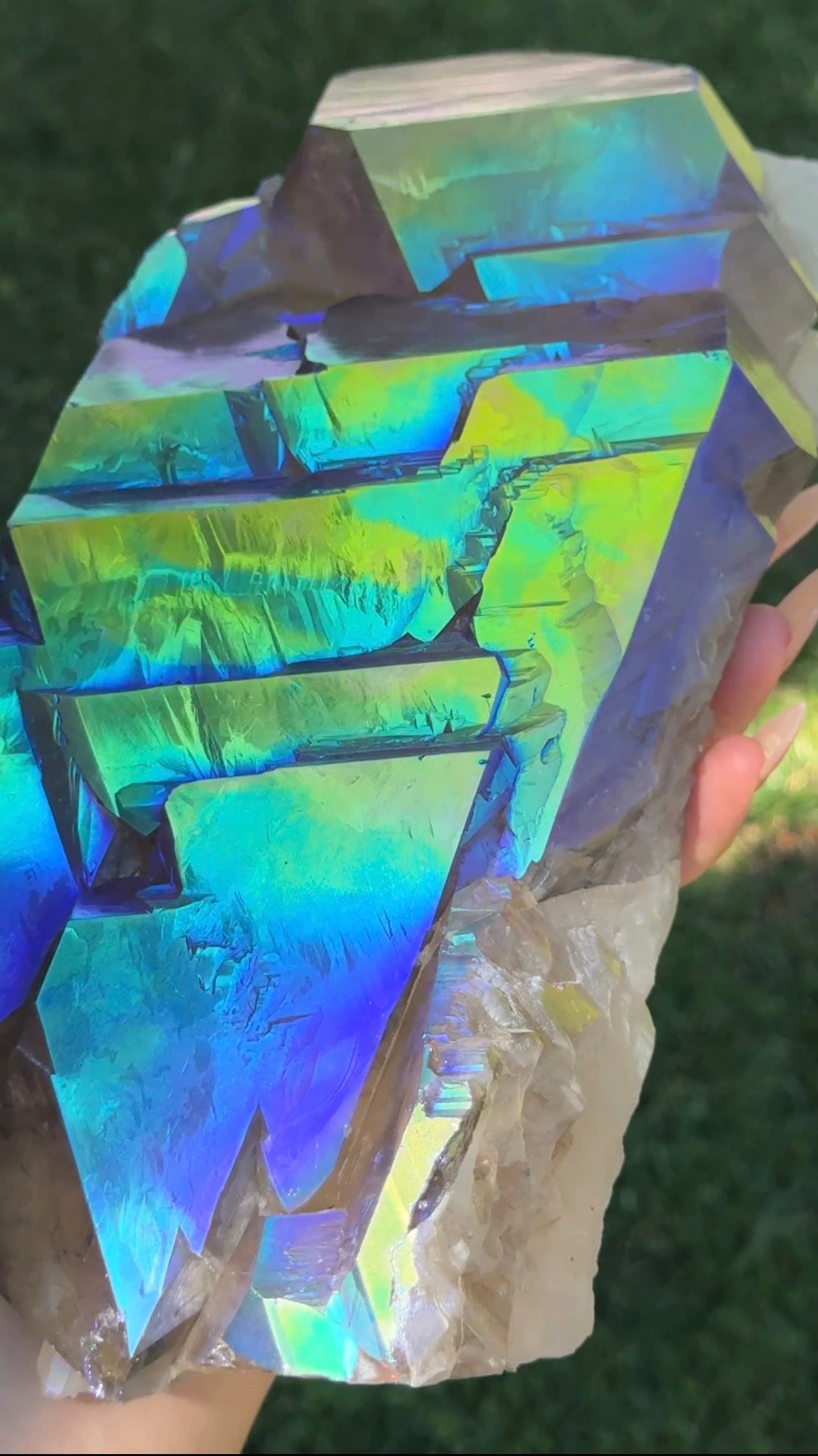 Rainbow Aura Smoky Citrine "Dragon Scales"