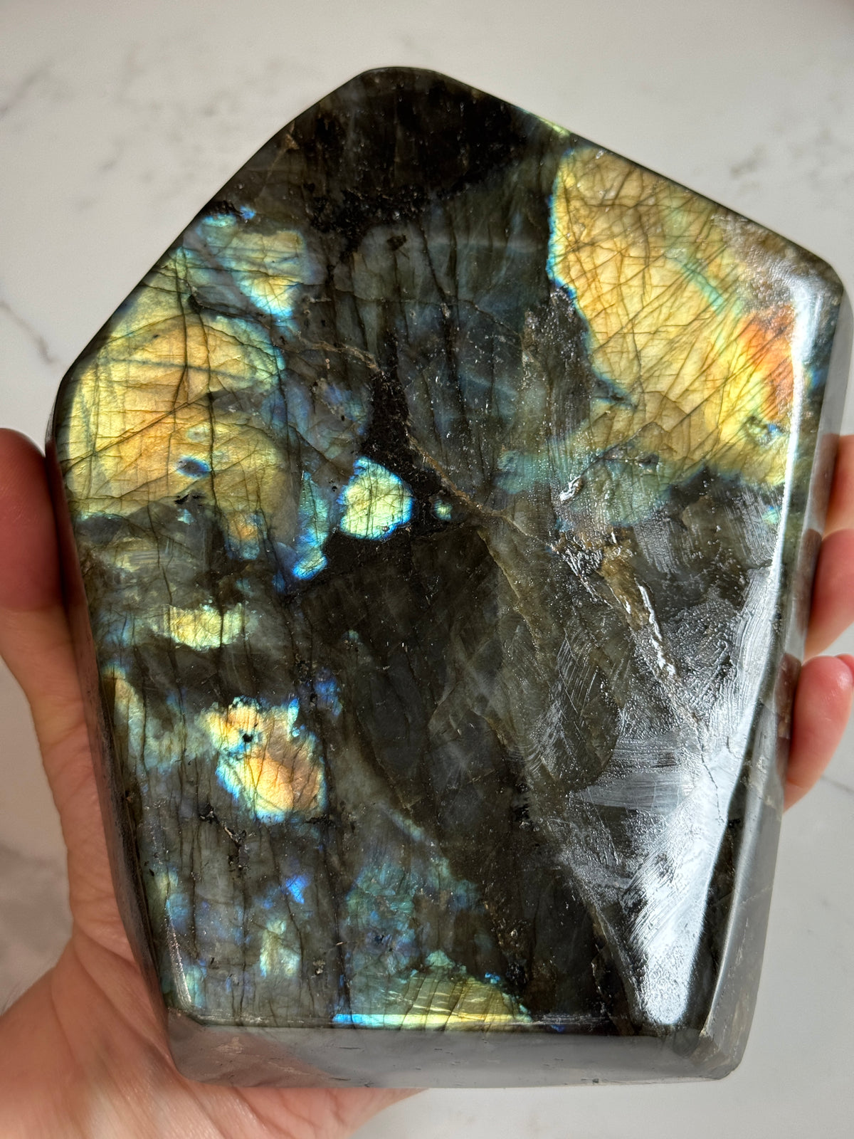 Colorful Labradorite Display Tray Decor
