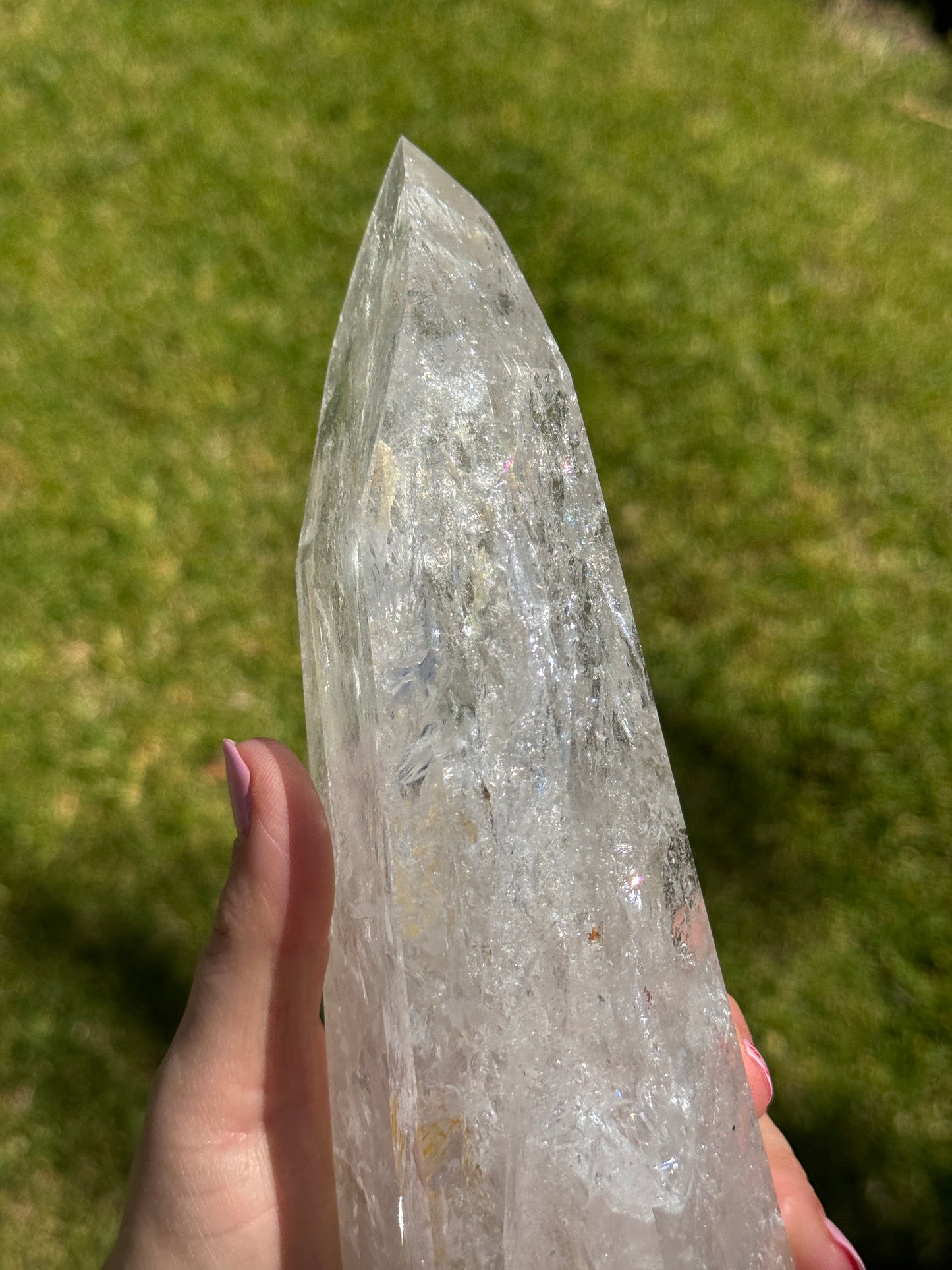 Large Quartz Tower with Rainbow Prisms