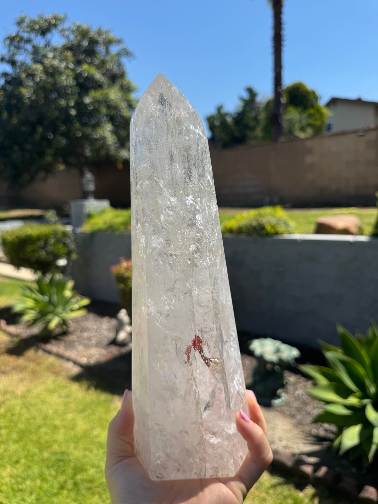 Large Quartz Tower with Rainbow Prisms