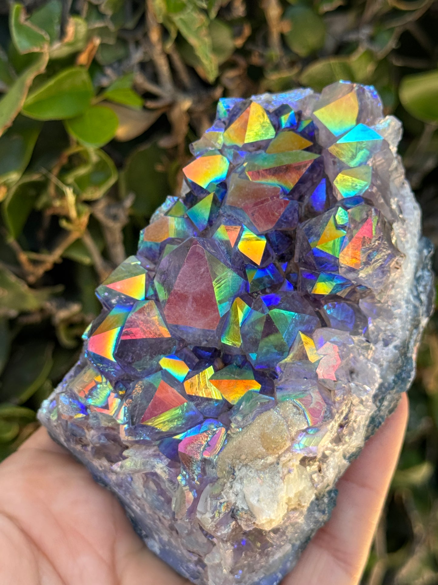 Rainbow Aura Amethyst Geode