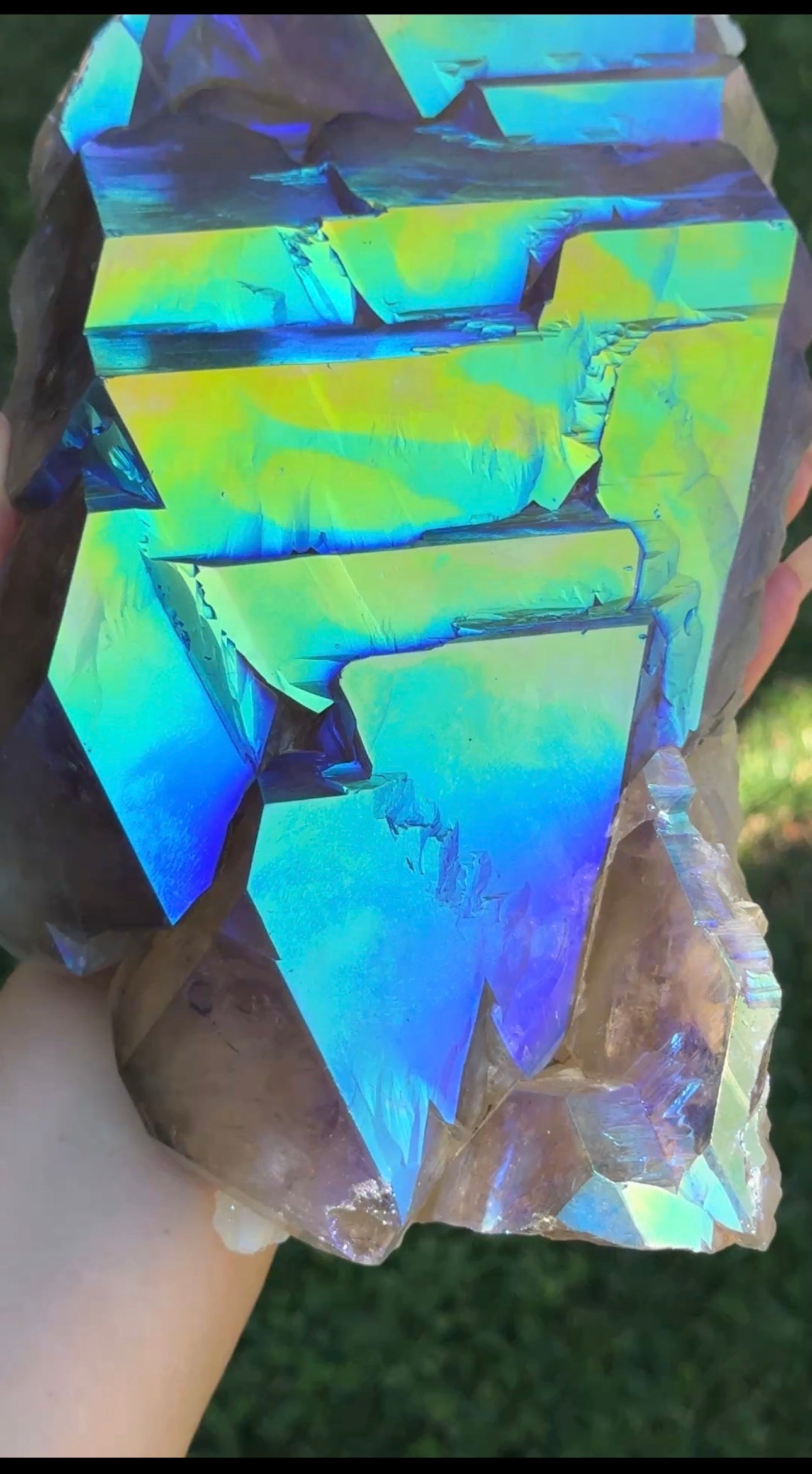 Rainbow Aura Smoky Citrine "Dragon Scales"