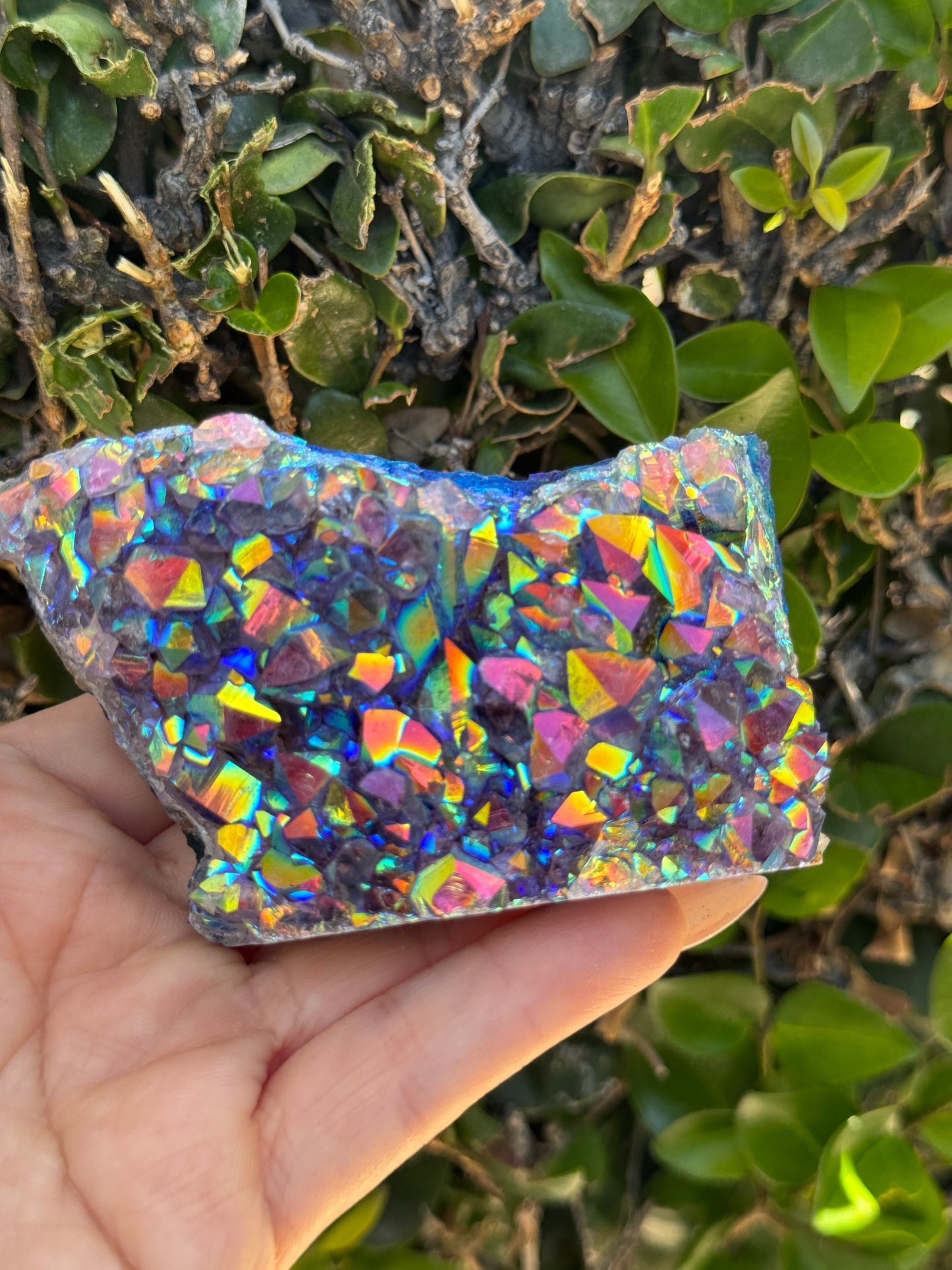 Rainbow Aura Amethyst Geode