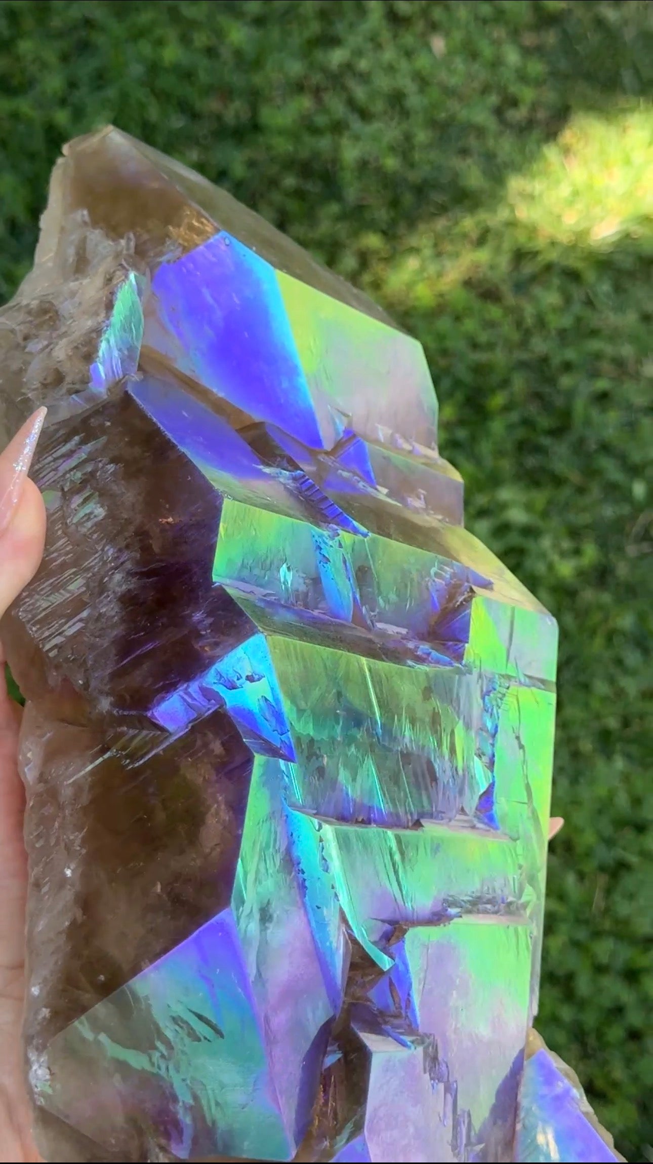 Rainbow Aura Smoky Citrine "Dragon Scales"