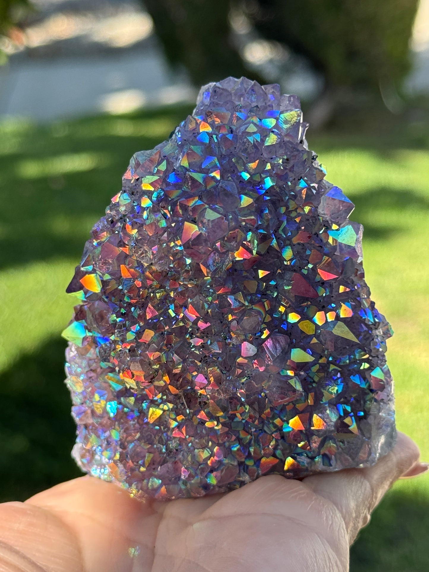 Rainbow Aura Amethyst Geode