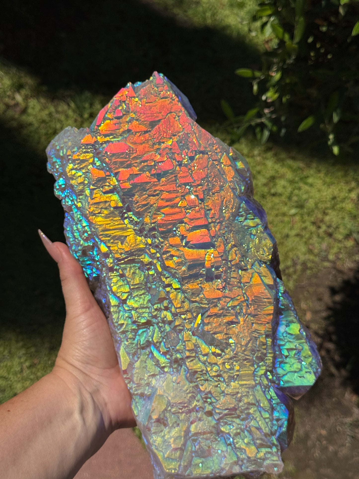 Rainbow Aura Smoky Citrine "Dragon Scales"