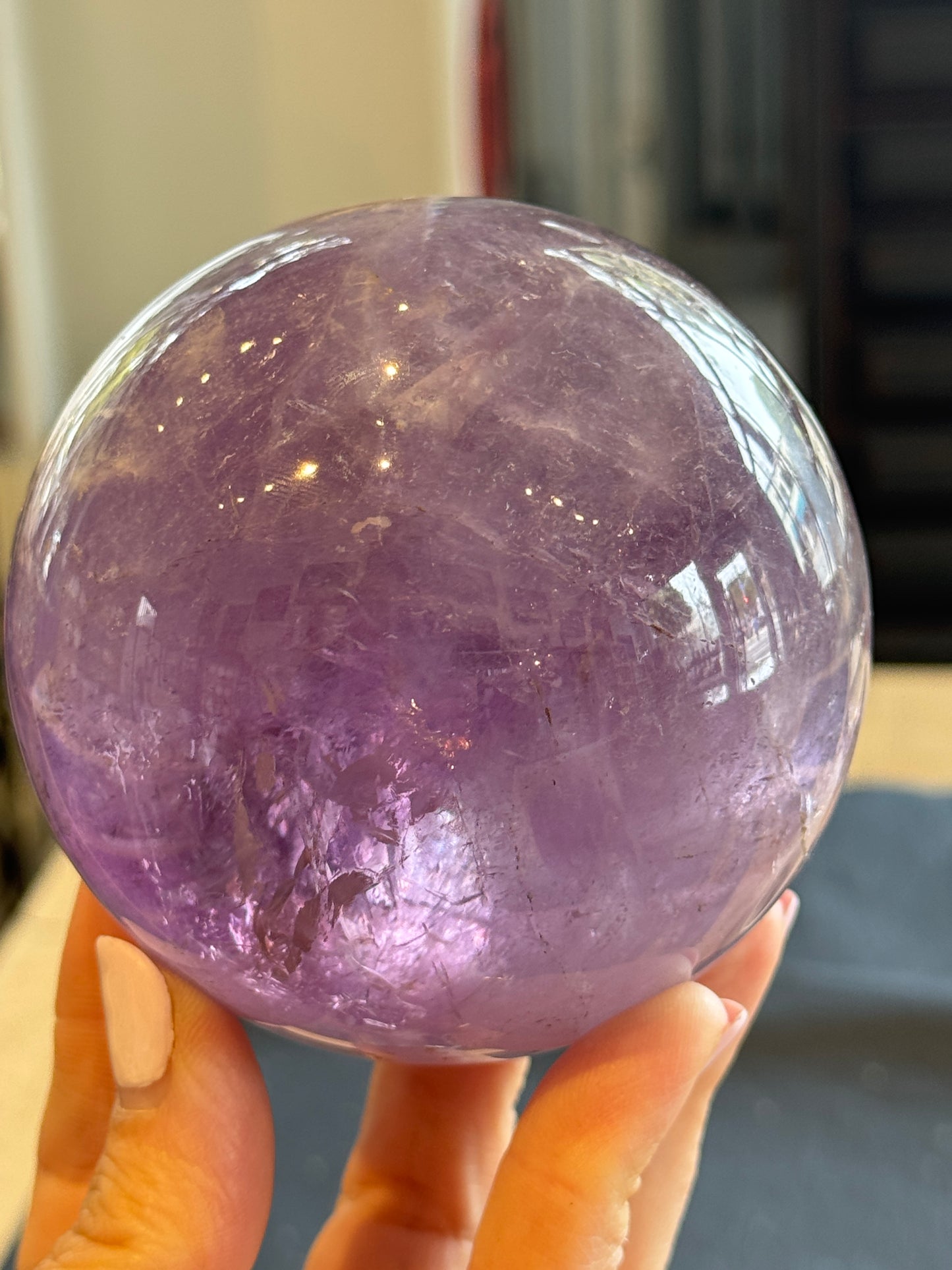 Amethyst Sphere with Antique Display Stand