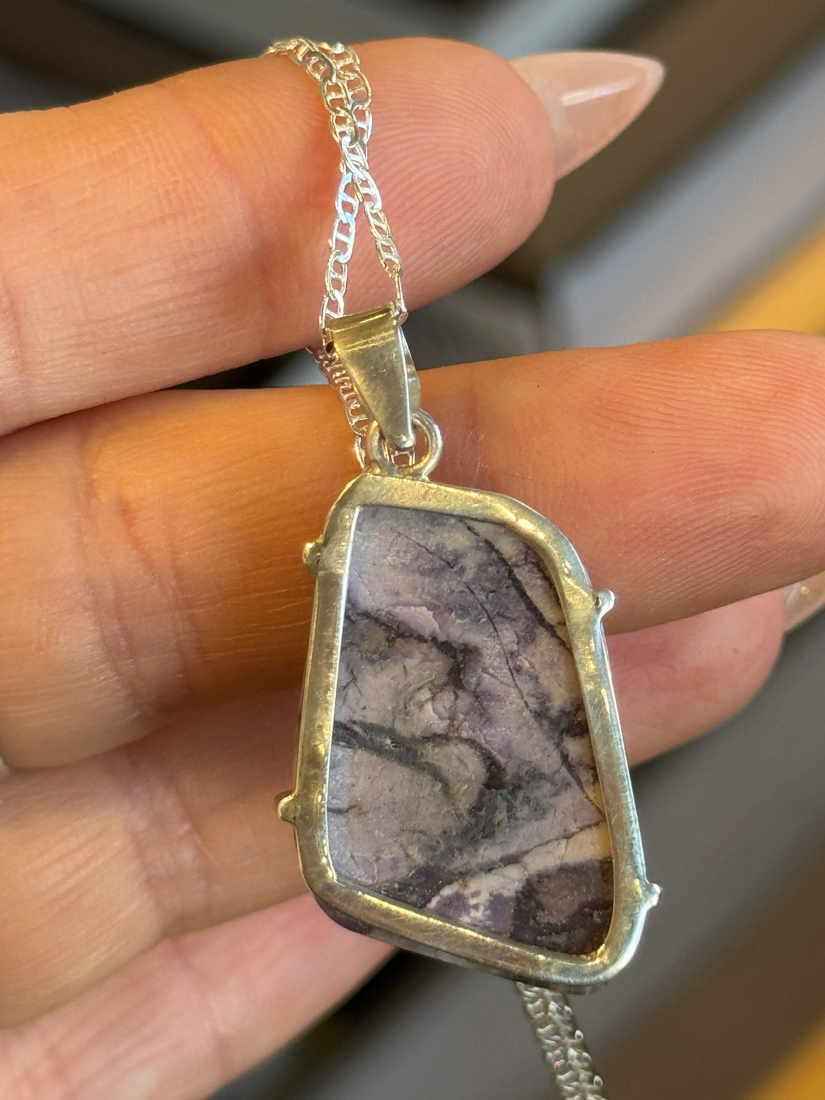 Tiffany Stone Bertrandite Pendant in 925 Sterling Silver