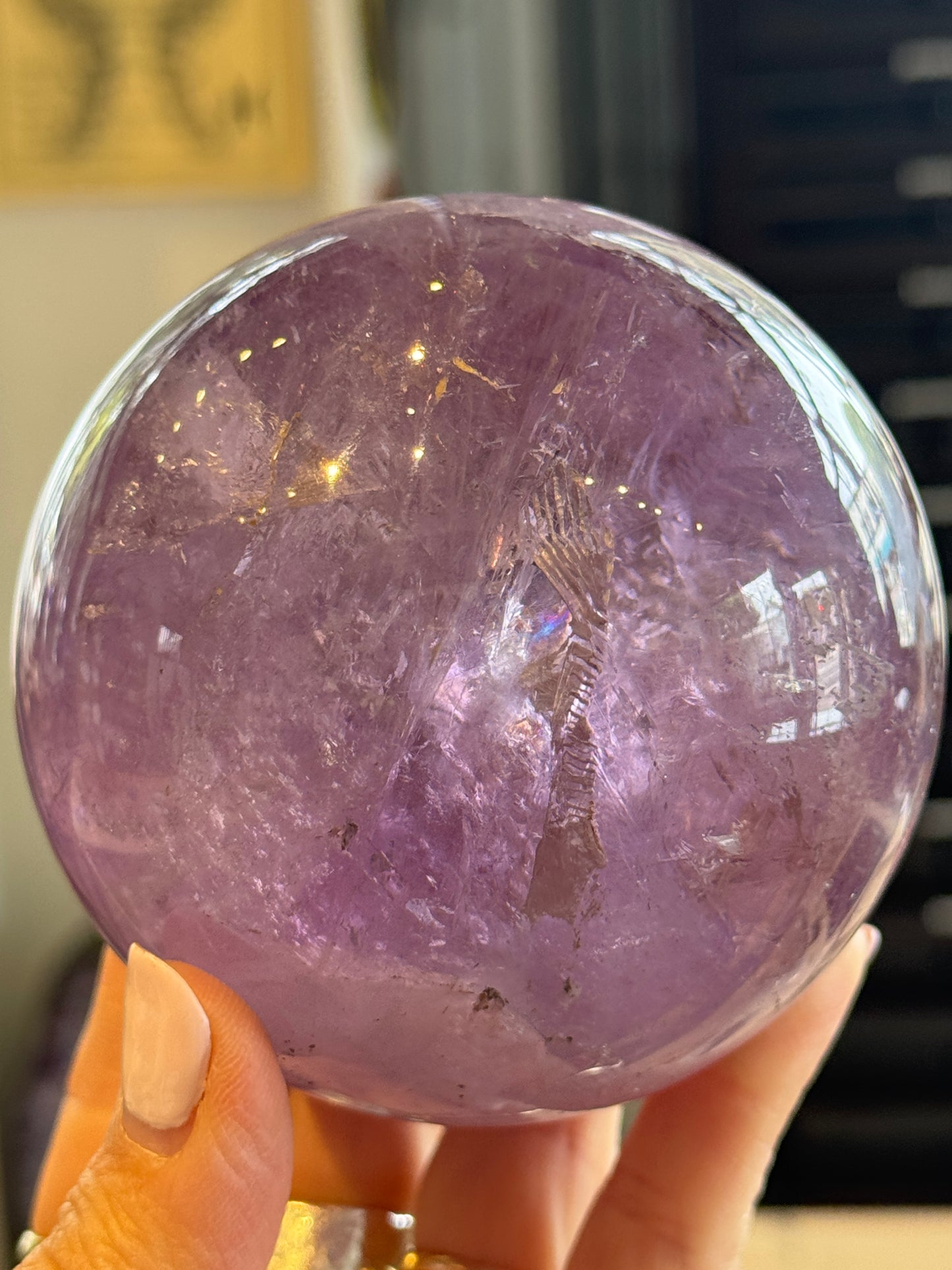 Amethyst Sphere with Antique Display Stand