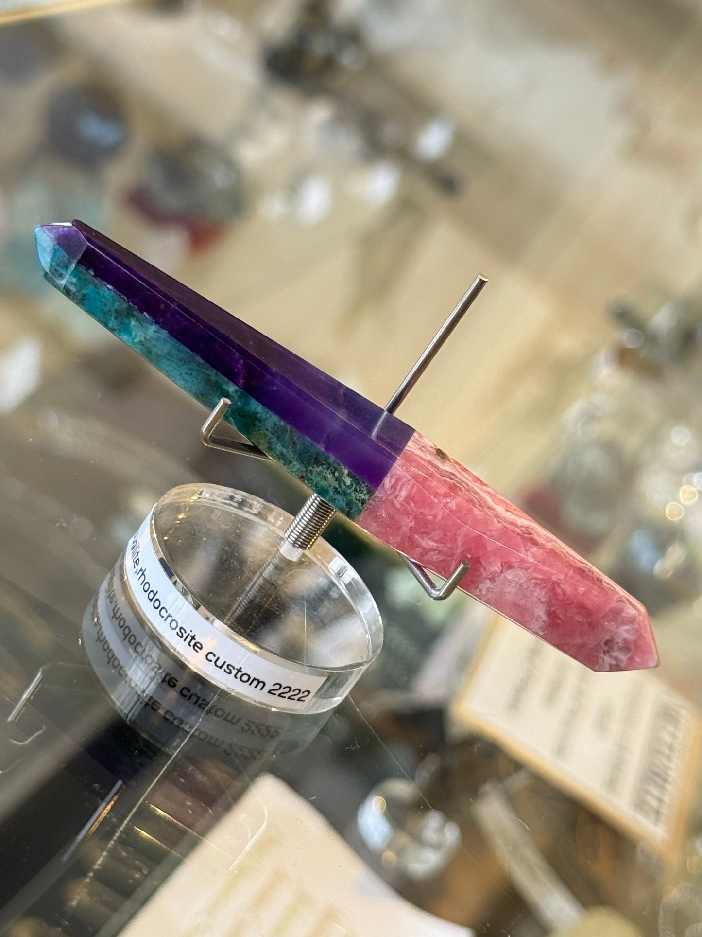 One of a Kind Crystal Wand: Sugilite, Rhodocrosite, Azurite, Malachite