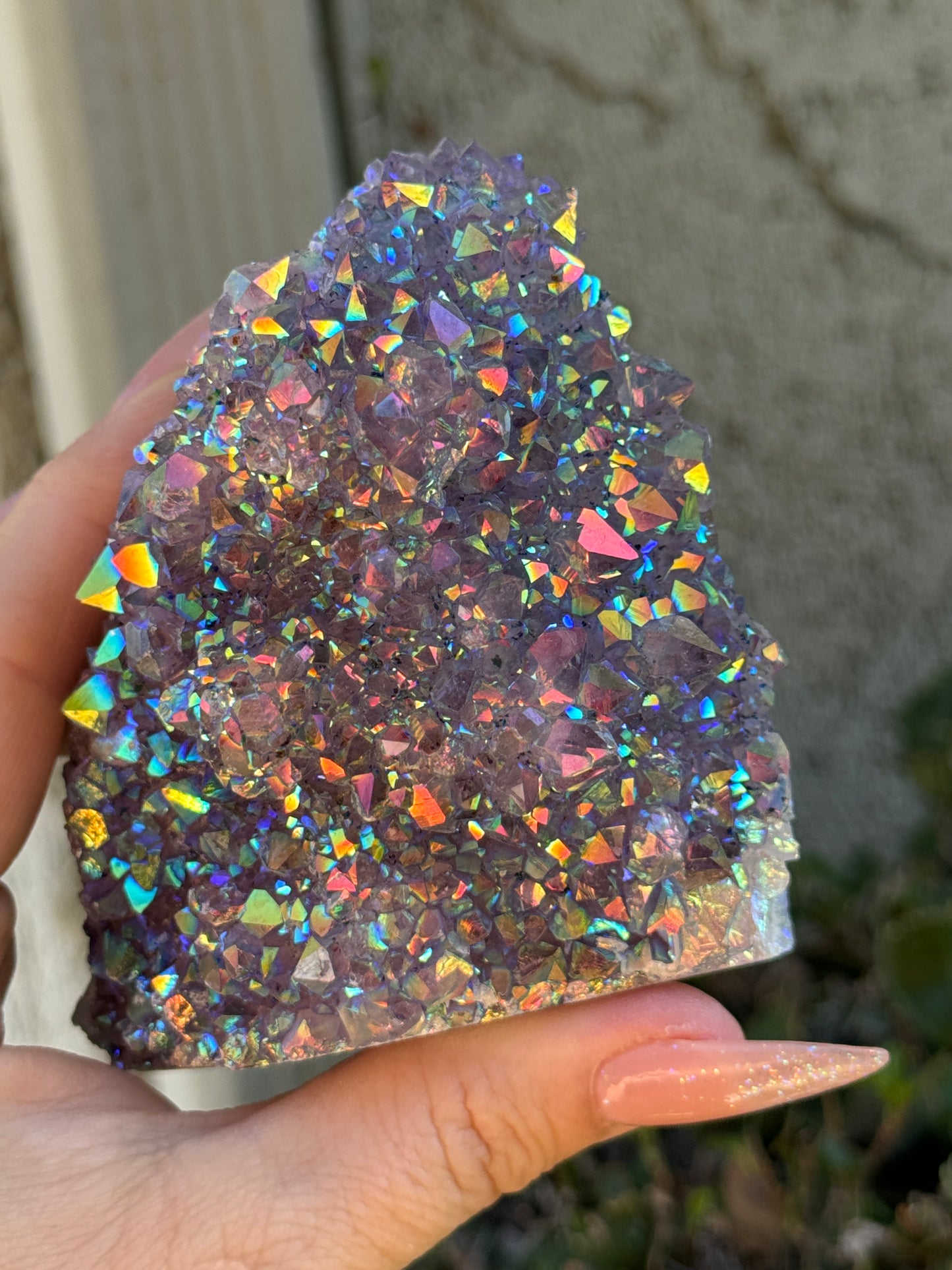 Rainbow Aura Amethyst Geode