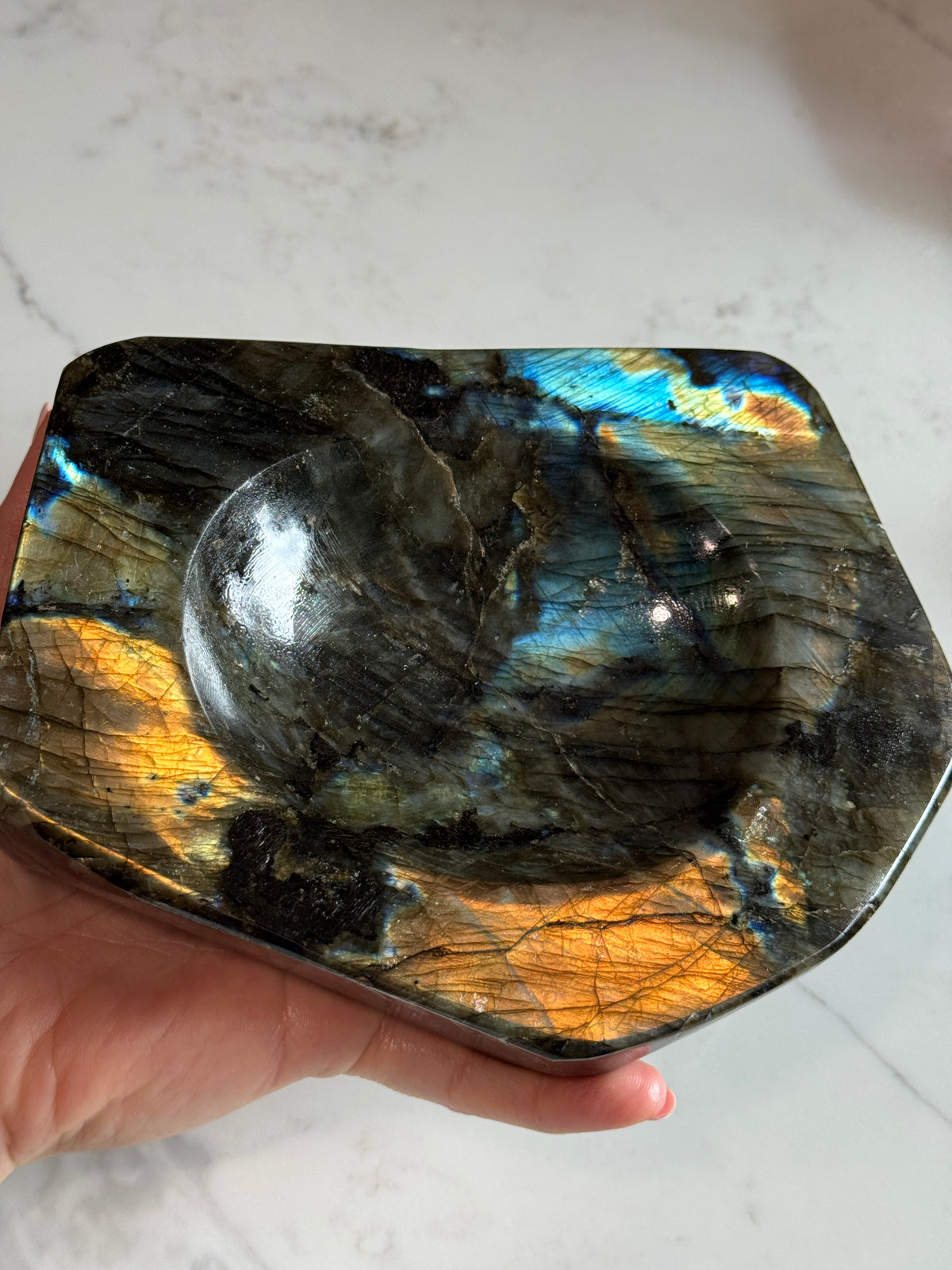 Colorful Labradorite Display Tray Decor