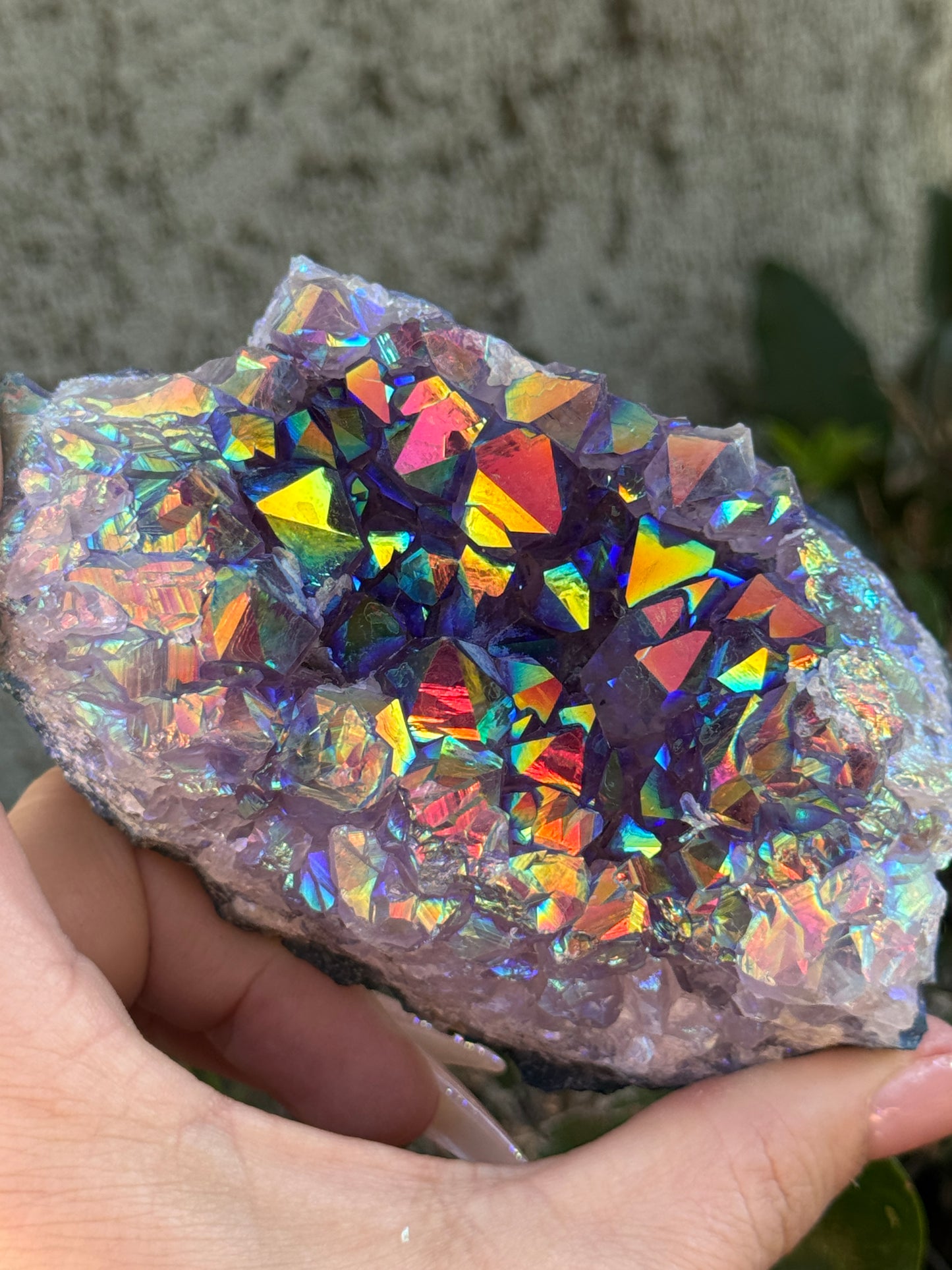 Rainbow Aura Amethyst Geode