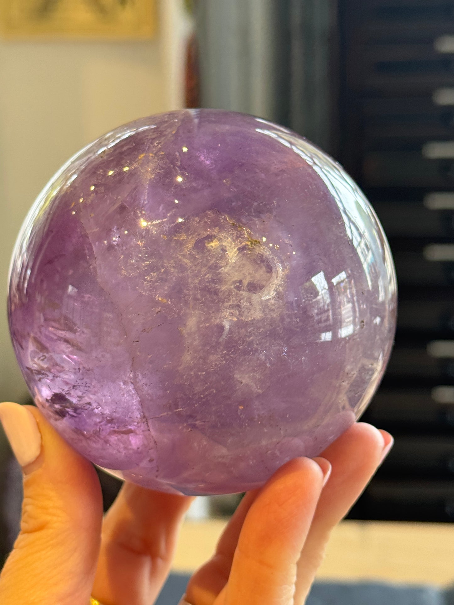 Amethyst Sphere with Antique Display Stand