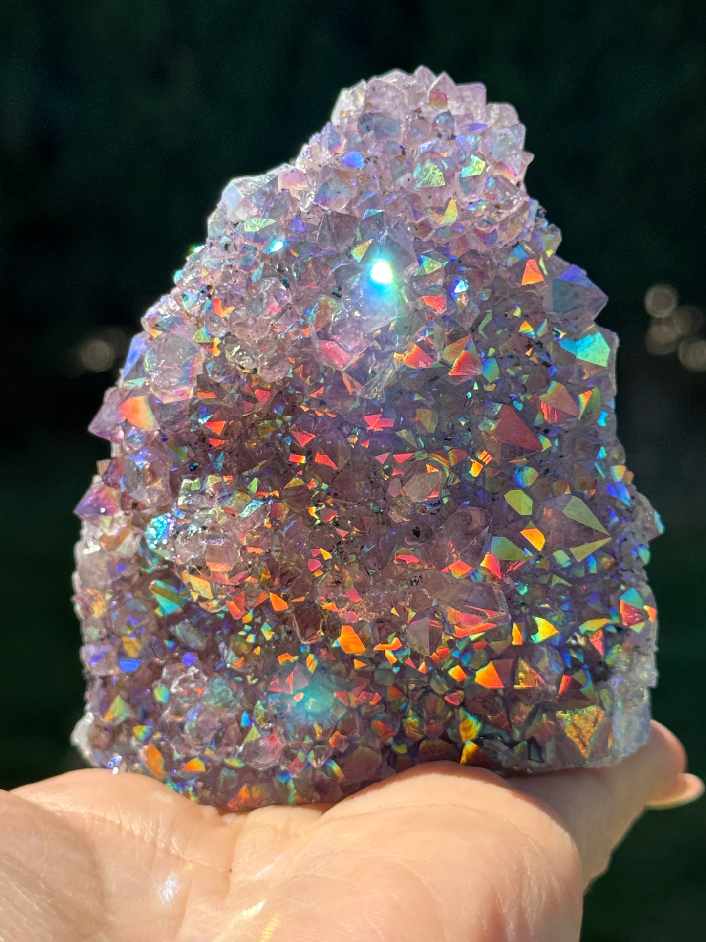 Rainbow Aura Amethyst Geode