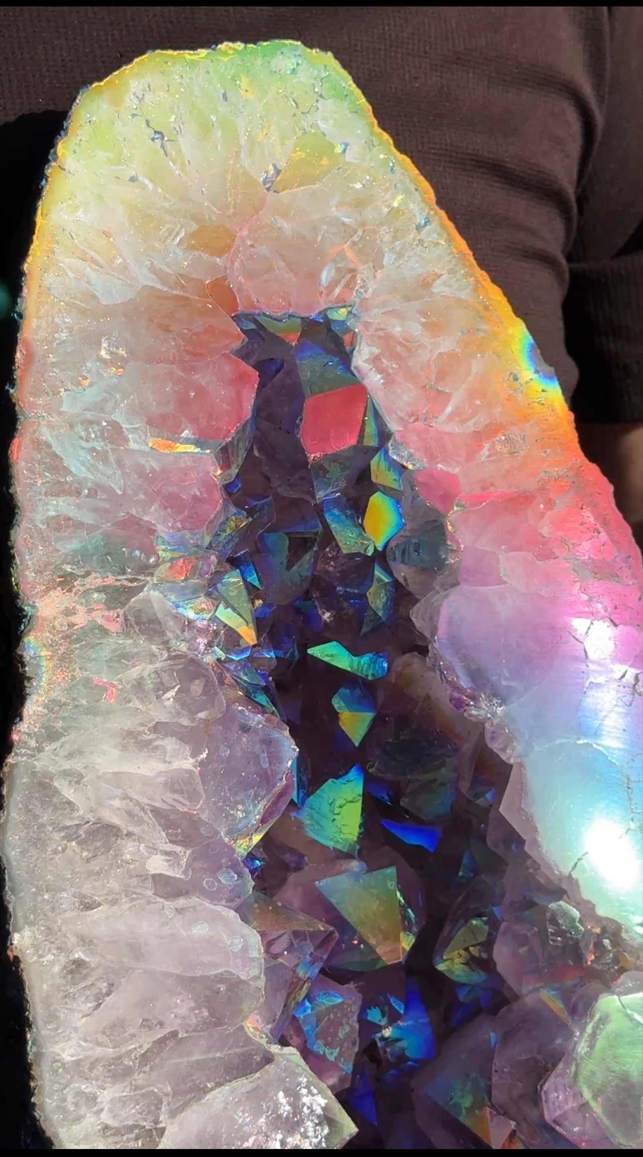 Rainbow Amethyst Aura Crystal Cathedral Geode