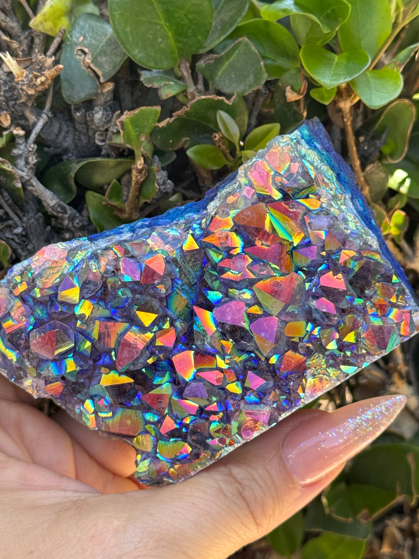 Rainbow Aura Amethyst Geode