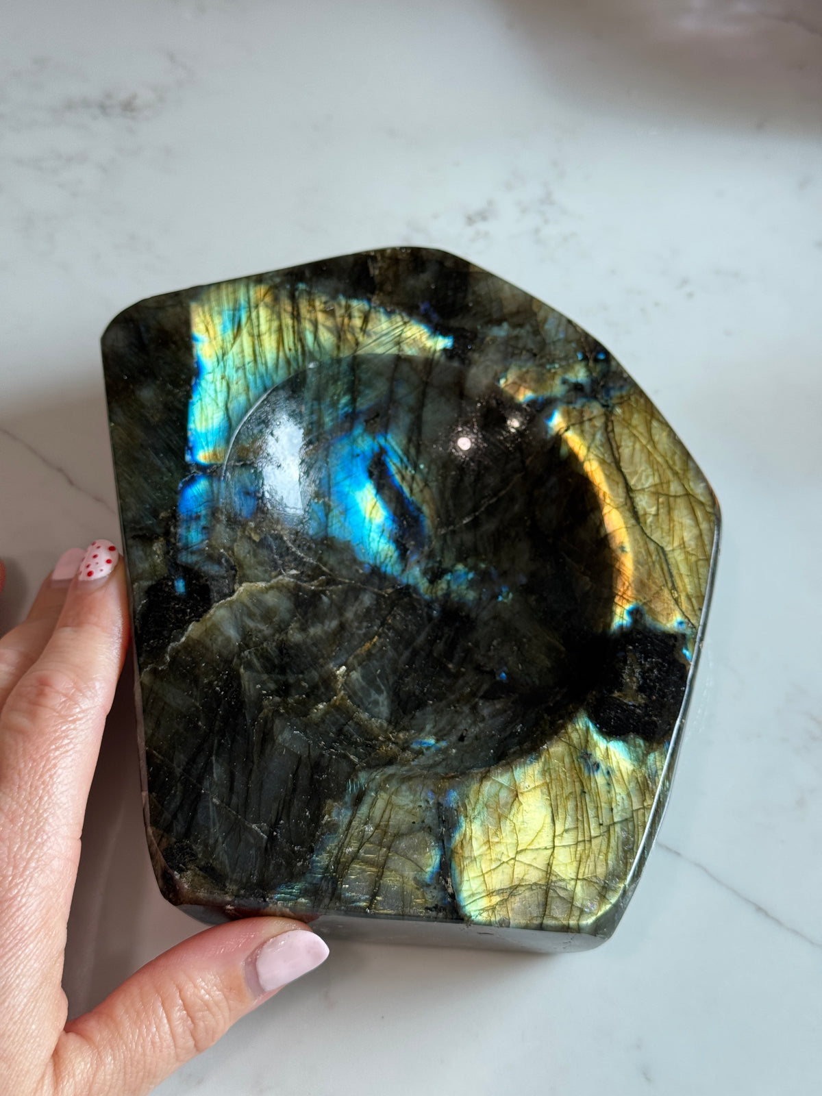 Colorful Labradorite Display Tray Decor