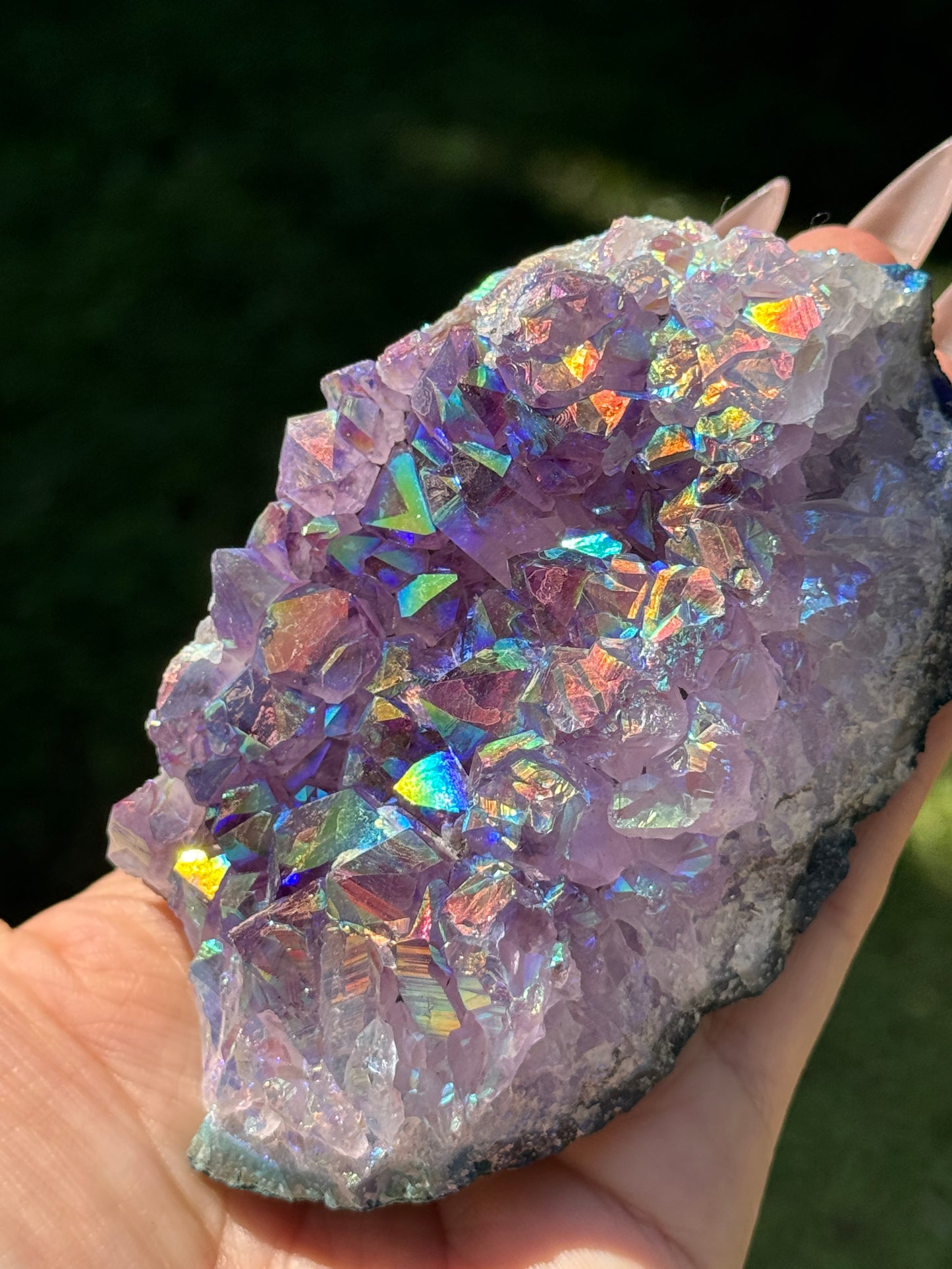 Rainbow Aura Amethyst Geode