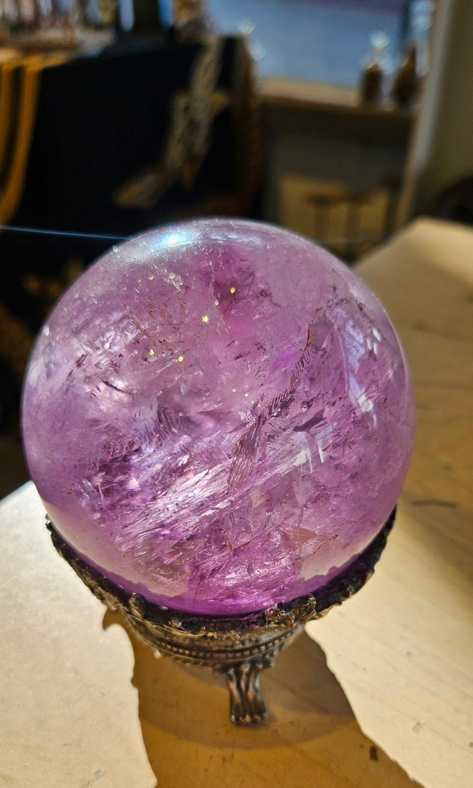 Amethyst Sphere with Antique Display Stand
