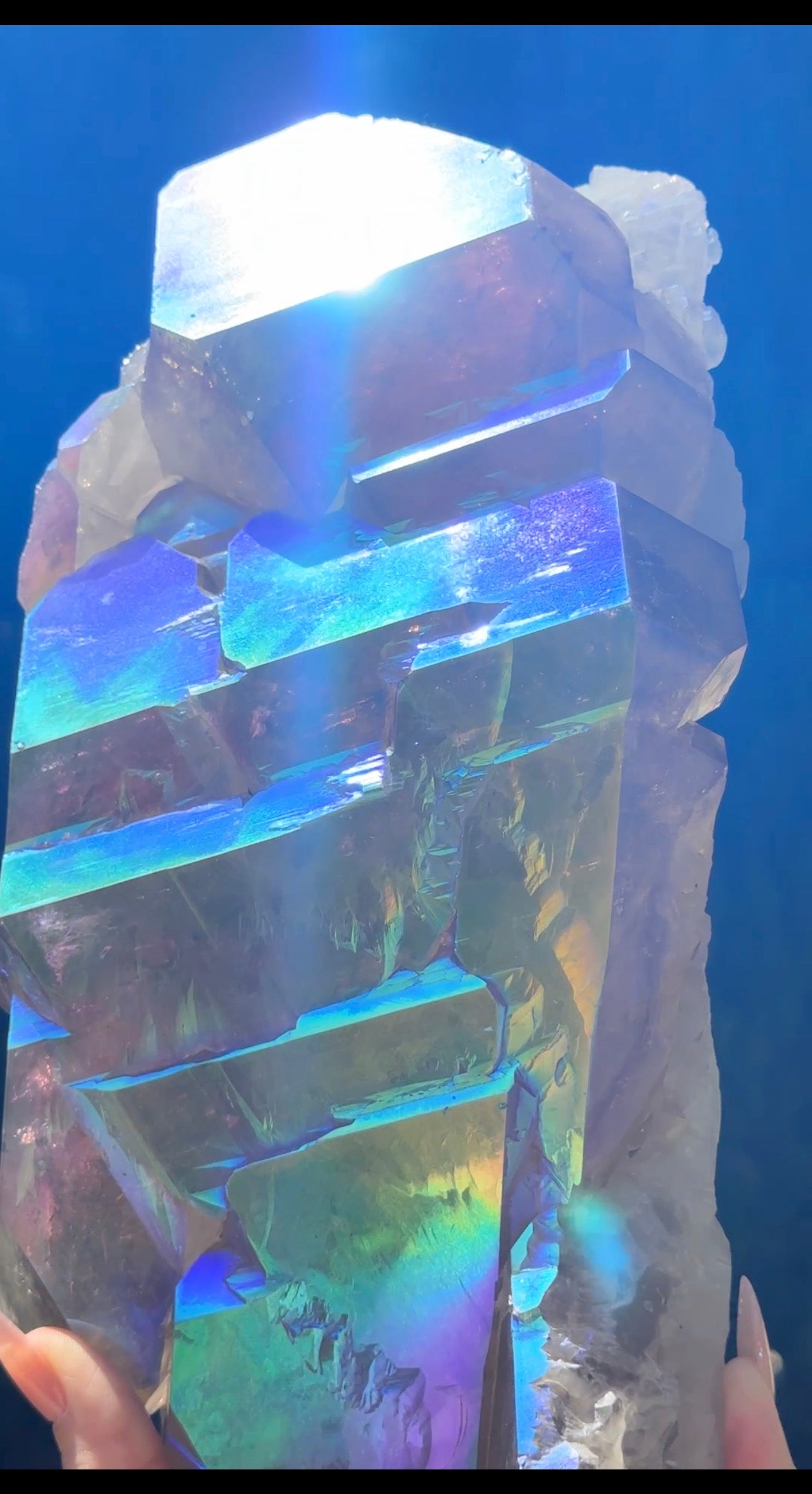 Rainbow Aura Smoky Citrine "Dragon Scales"
