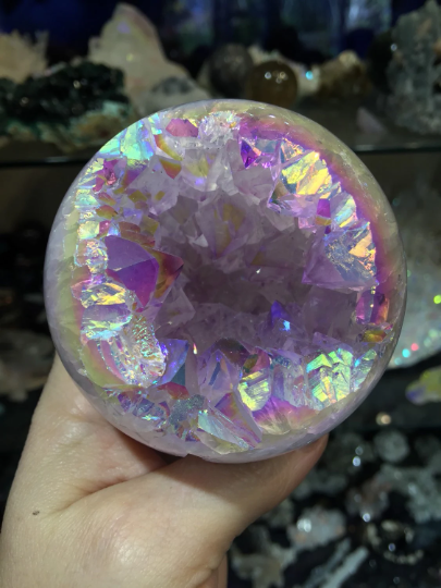 Angel Aura Amethyst Geode Sphere Crystal Set