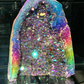 Rainbow Amethyst Aura Crystal Cathedral Geode