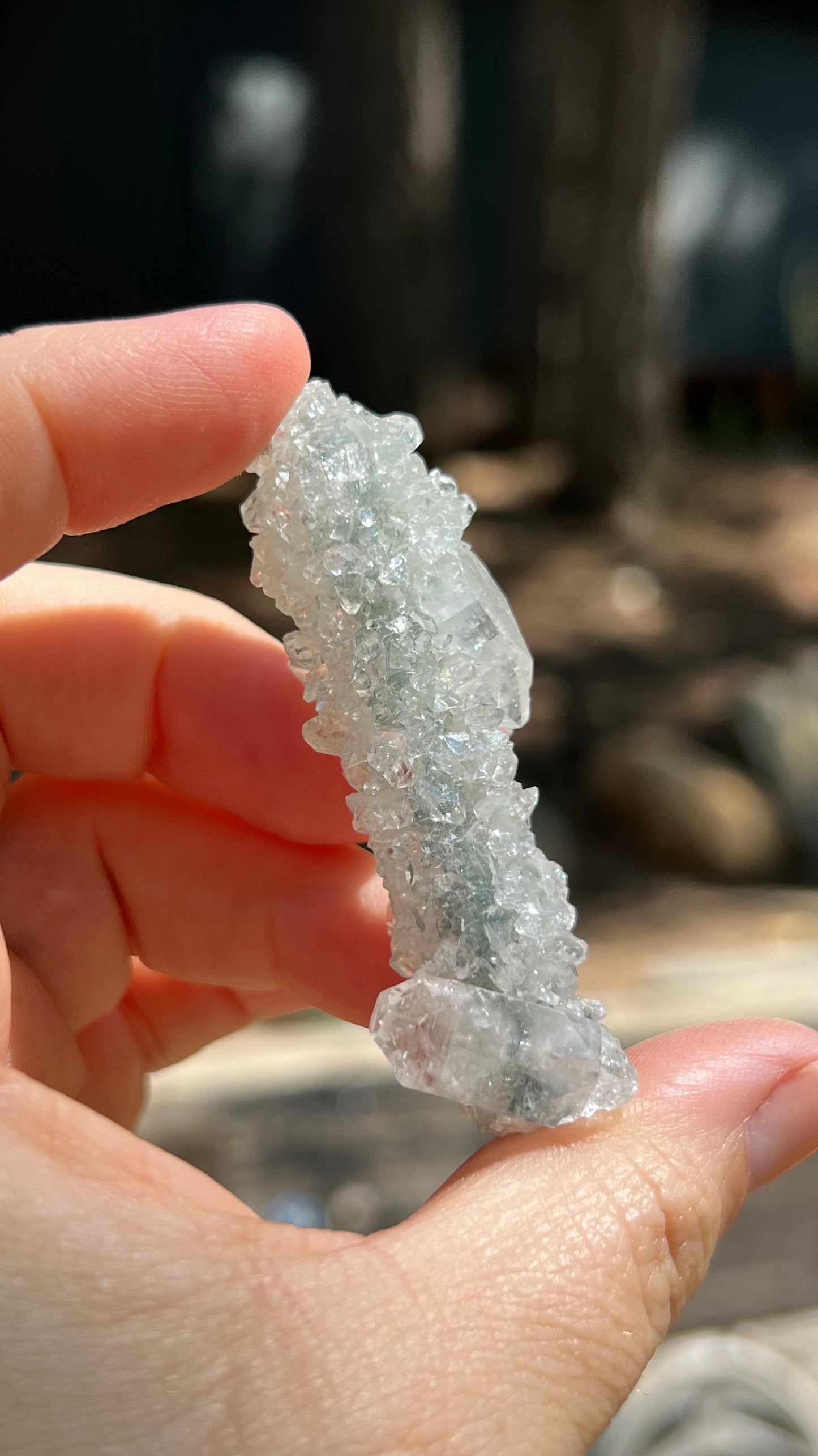 Apophyllite Crystals over Stalactite, India