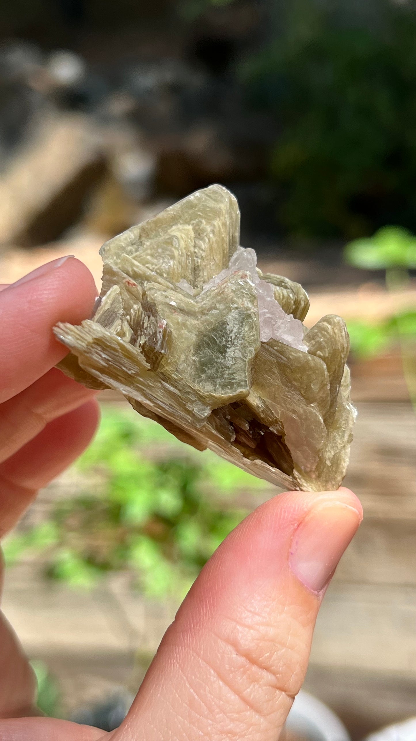 Crystallized Rose Quartz over Star Mica