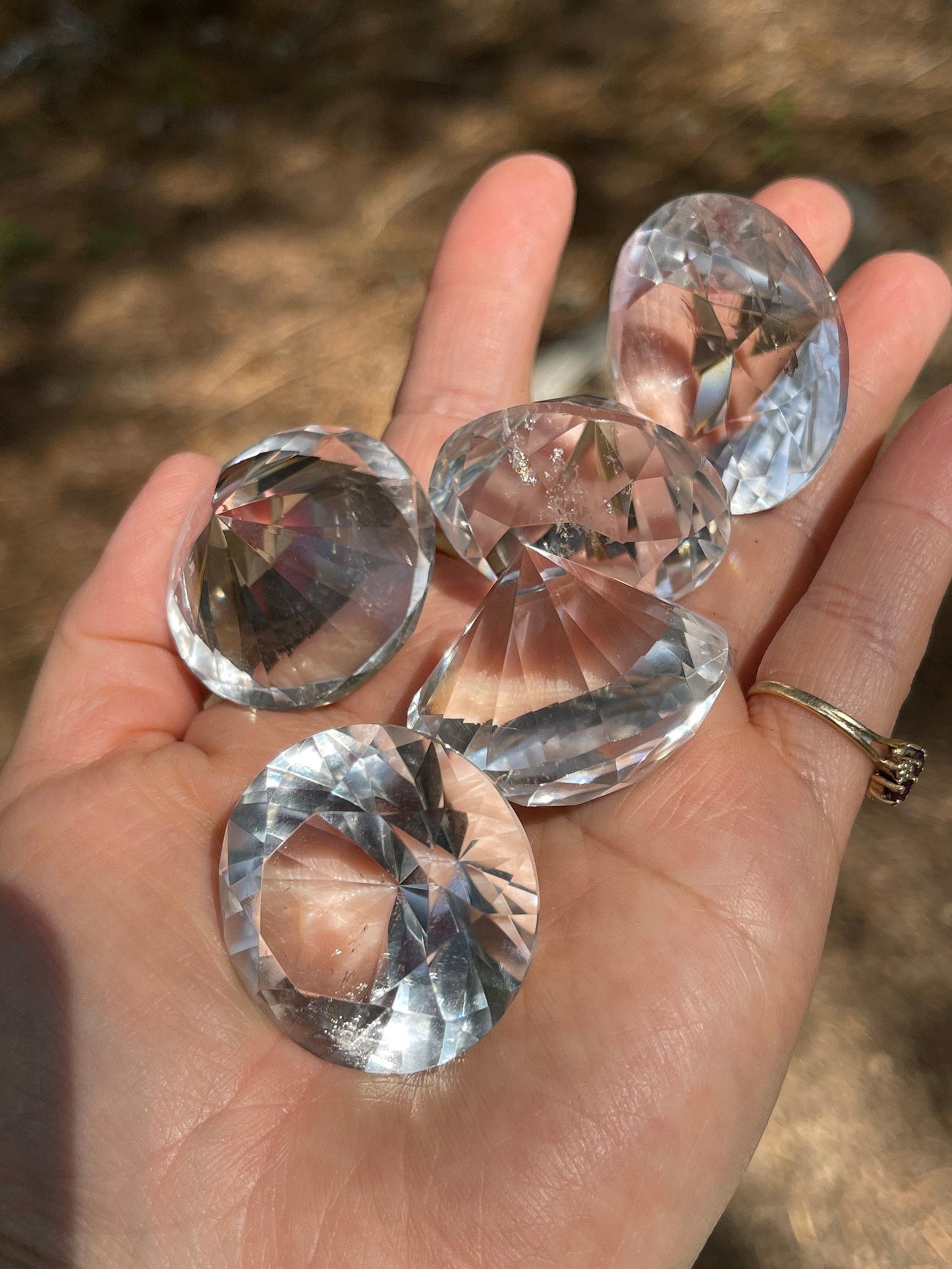 One (1) Quartz Diamond Jewel, Clear Facet Quartz Gems